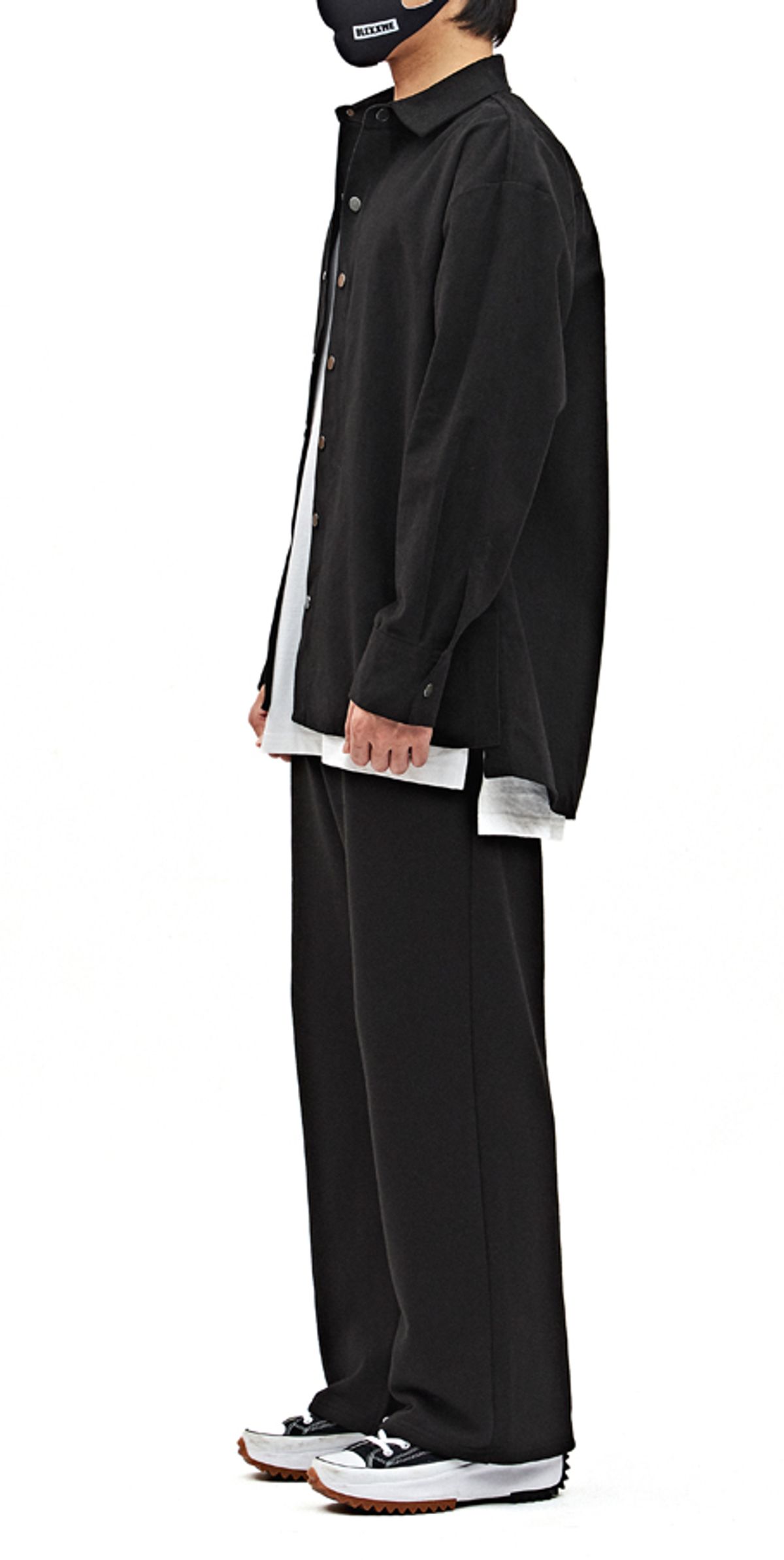 블랙스미(BLEXXME) BASIC OVERSIZE FIT SLIT SHIRT TRUCKER JACKET BLACK