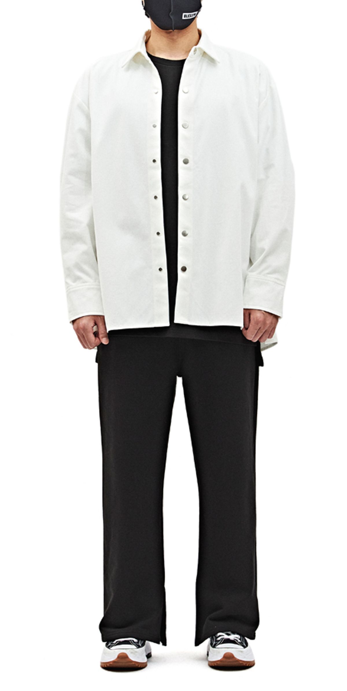 블랙스미(BLEXXME) BASIC OVERSIZE FIT SLIT SHIRT TRUCKER JACKET WHITE