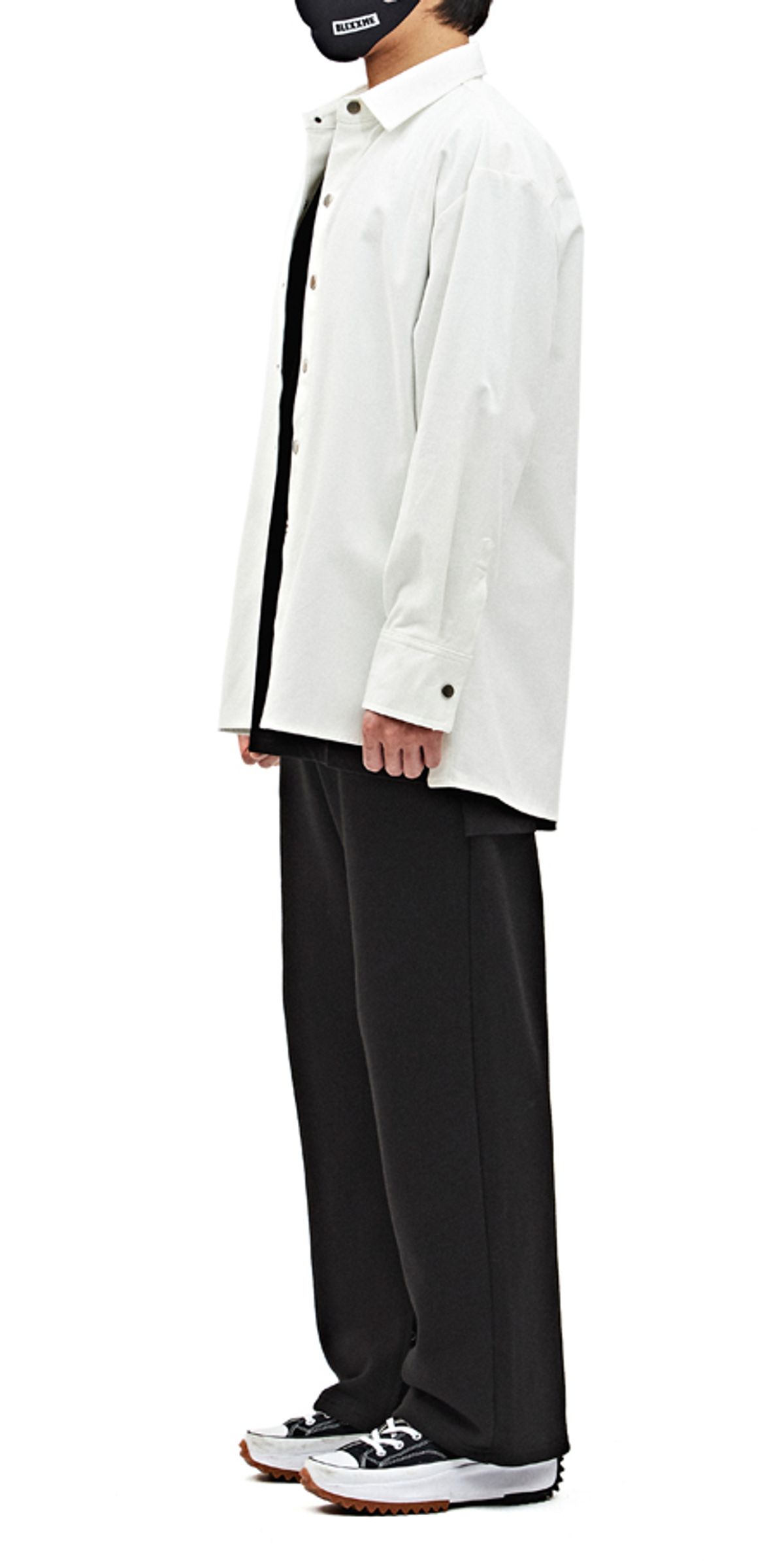 블랙스미(BLEXXME) BASIC OVERSIZE FIT SLIT SHIRT TRUCKER JACKET WHITE