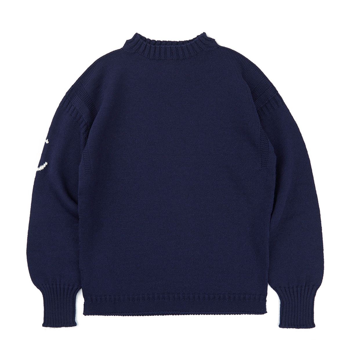 건지 울른스(Guernsey Woollens) 피셔맨 홀가먼트 스웨터 - 네이비
