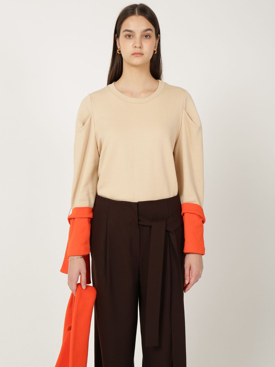 MUSINSA | LE YIEL Tuck Detail Wide Pants_Brown Tuck Detail