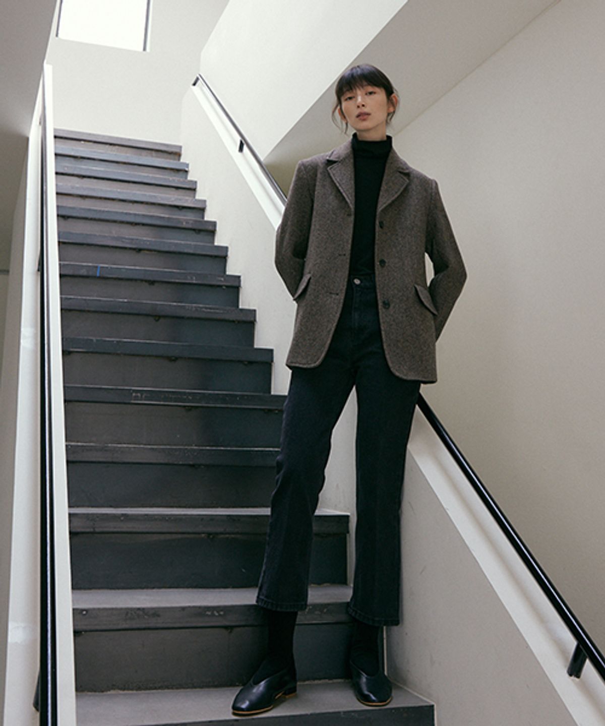 링서울(LINGSEOUL) wool blended classic jacket-brown