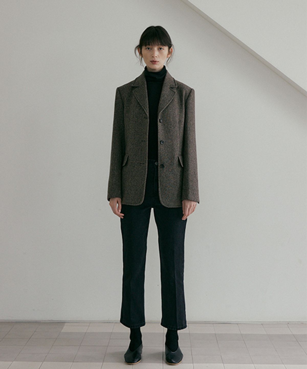 링서울(LINGSEOUL) wool blended classic jacket-brown