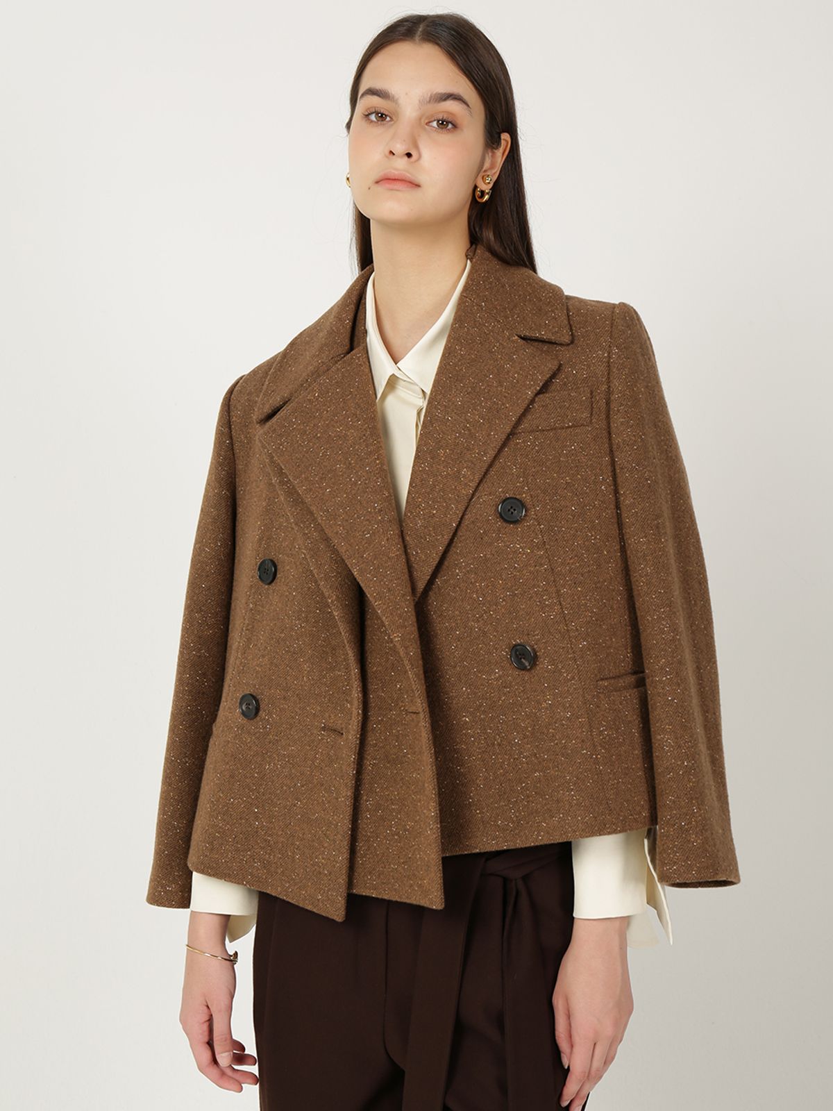 르이엘(LE YIEL) Overlap Panel Wool Jacket_Brown 오버랩 패널 울 자켓_브라운