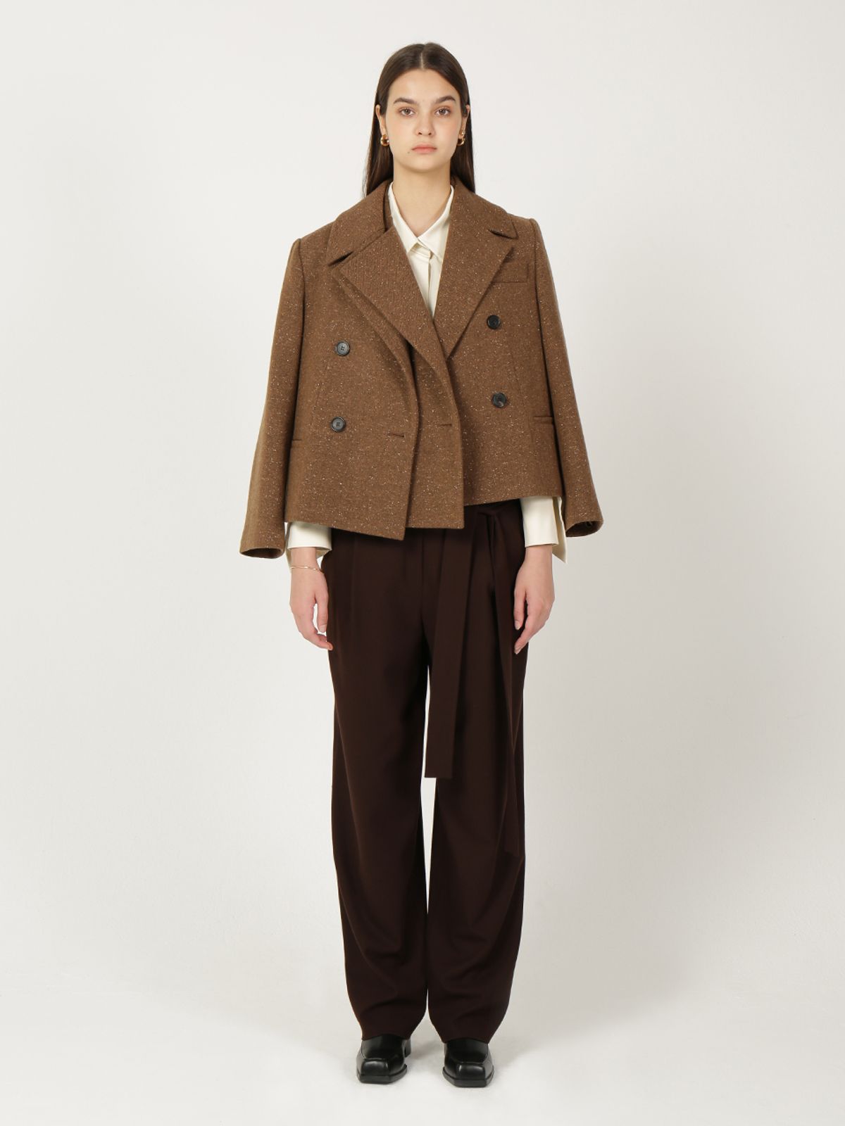 르이엘(LE YIEL) Overlap Panel Wool Jacket_Brown 오버랩 패널 울 자켓_브라운
