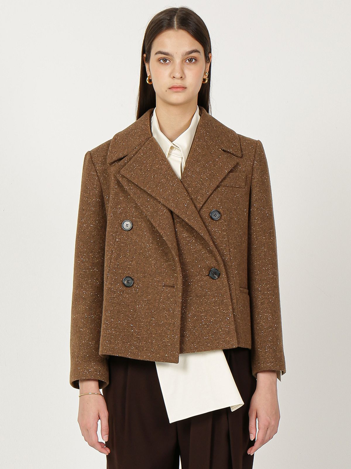 르이엘(LE YIEL) Overlap Panel Wool Jacket_Brown 오버랩 패널 울 자켓_브라운