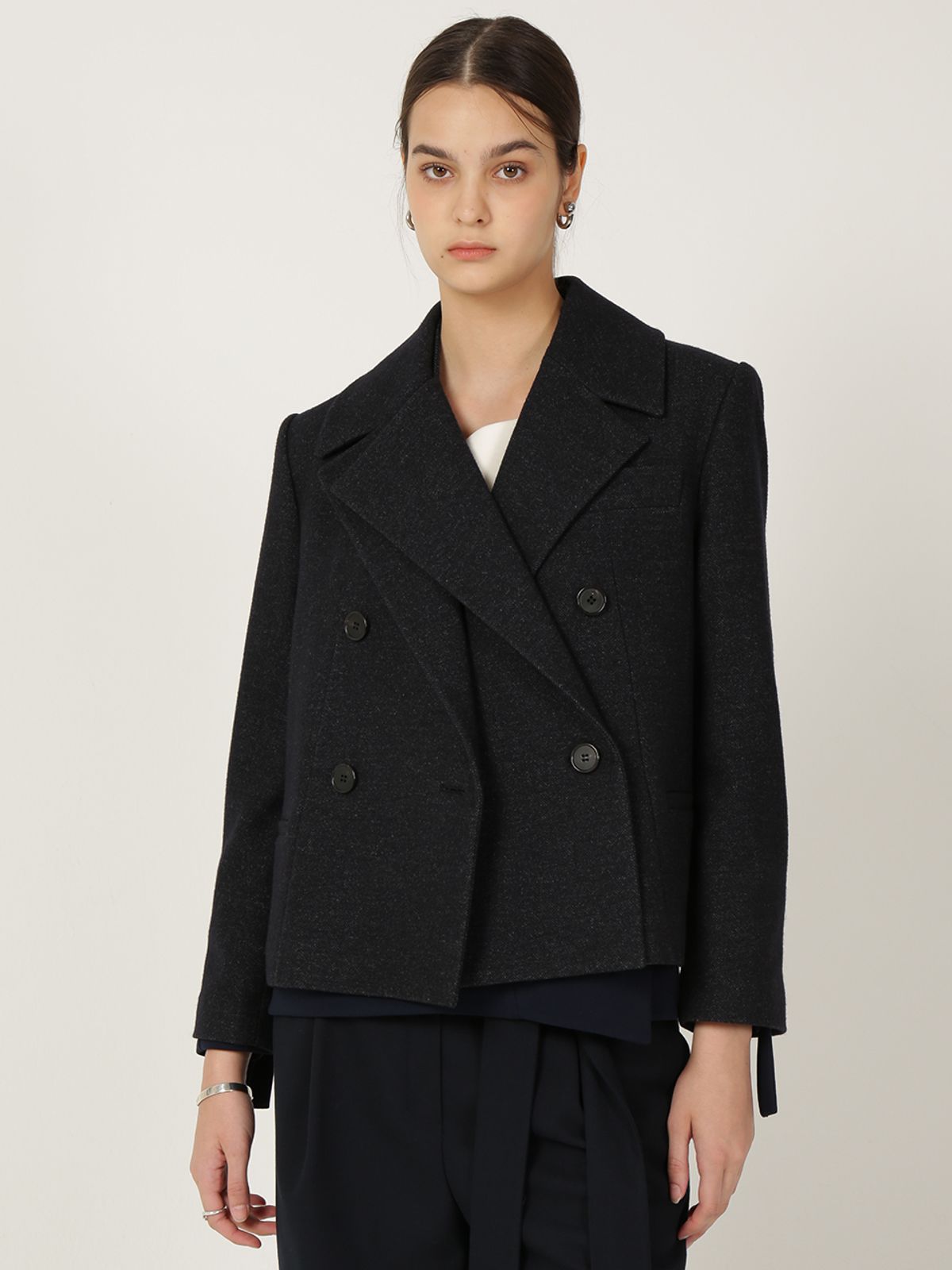 르이엘(LE YIEL) Overlap Panel Wool Jacket_Navy 오버랩 패널 울 자켓_네이비