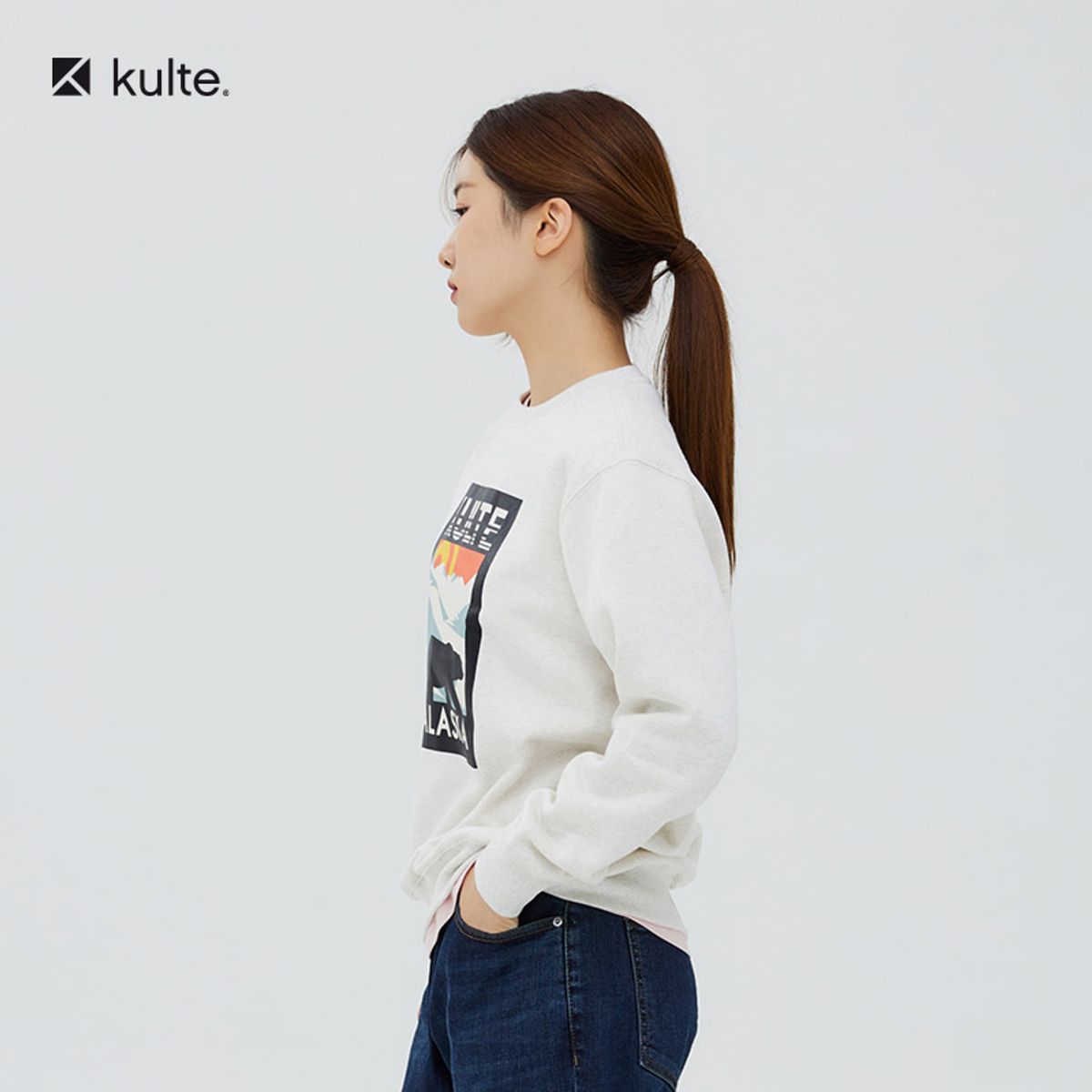 쿨트(KULTE) 016 알래스카 크루넥 맨투맨 멜란지그레이
