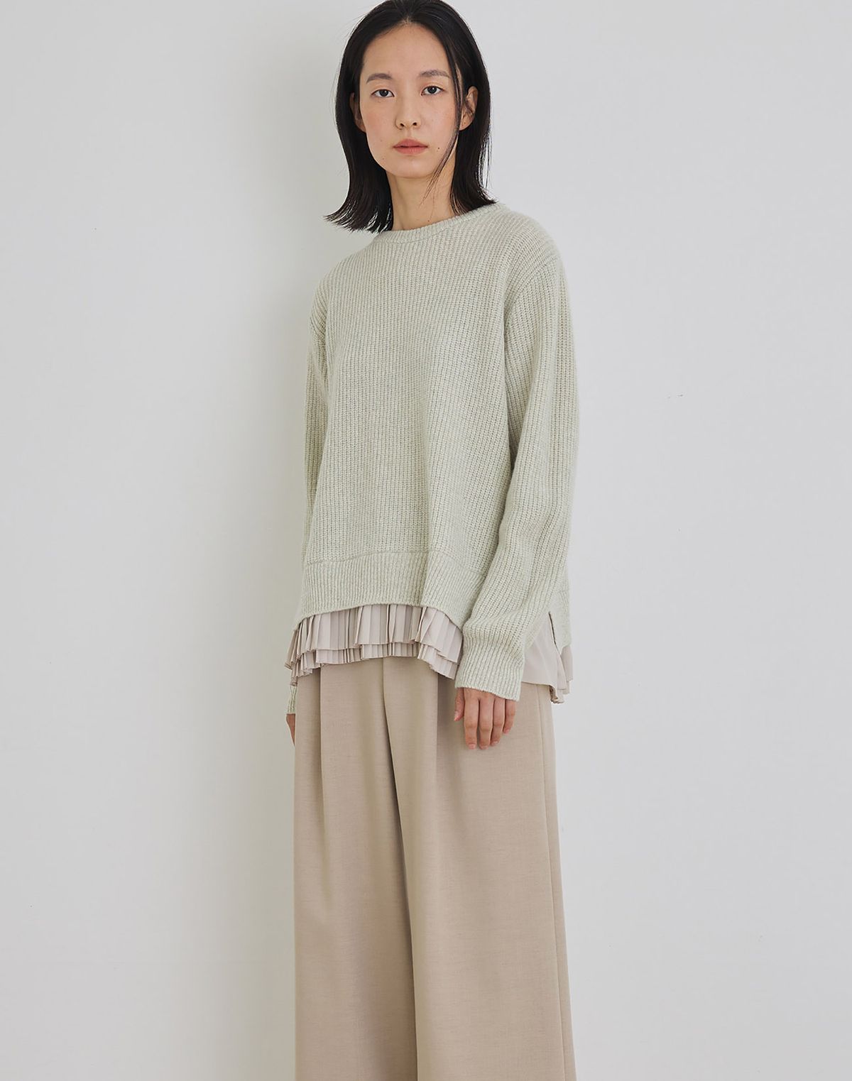 마누엘 에 기욤(MANUELLE ET GUILLAUME) Alpaca pleats knit lemon beige