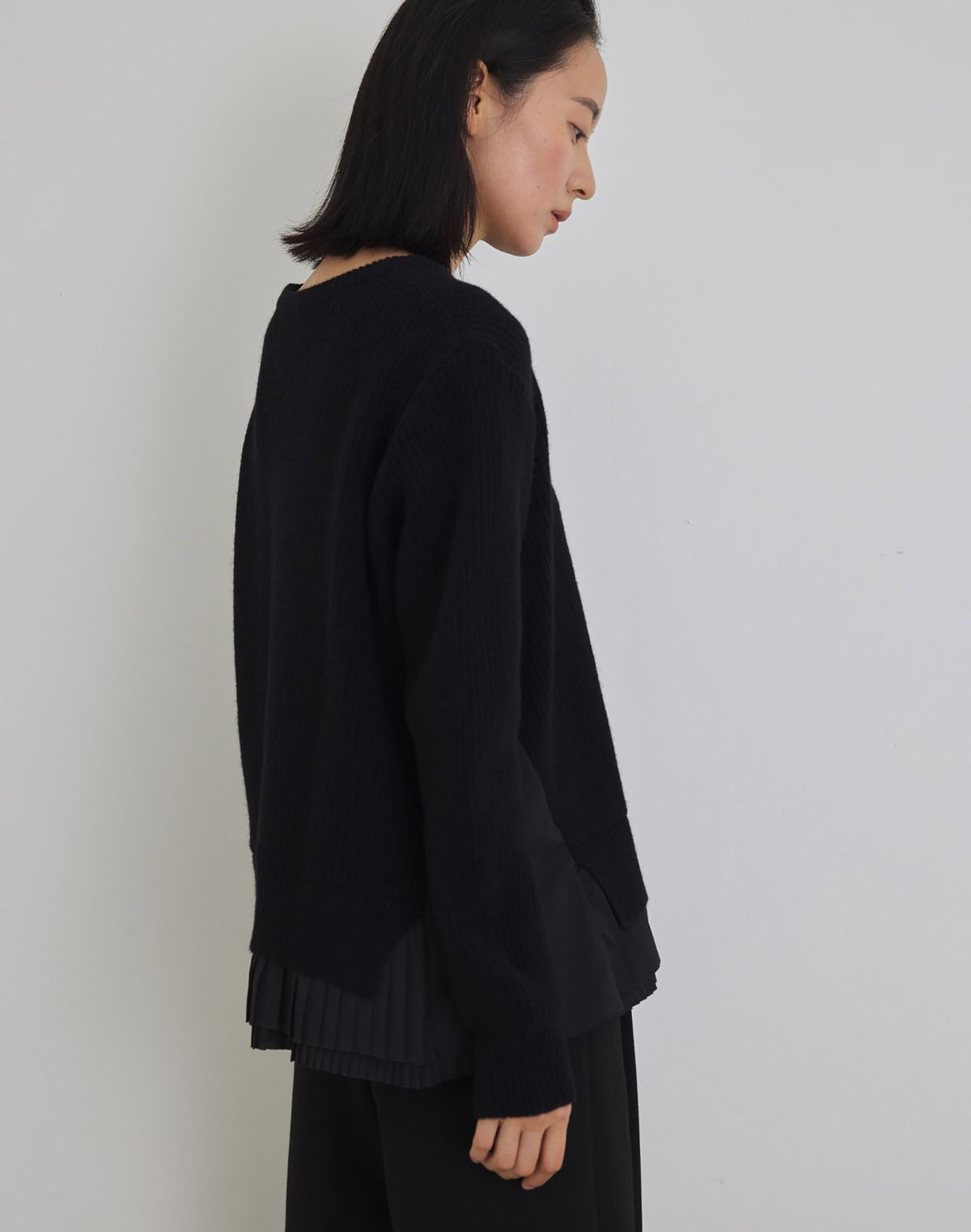 마누엘 에 기욤(MANUELLE ET GUILLAUME) Alpaca pleats knit real black