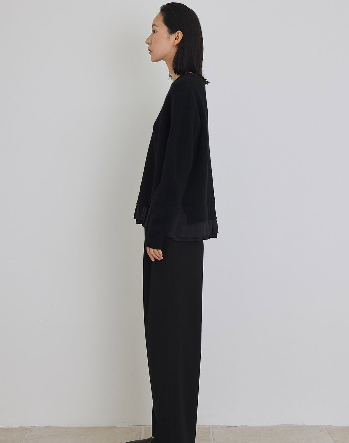 마누엘 에 기욤(MANUELLE ET GUILLAUME) Alpaca pleats knit real black