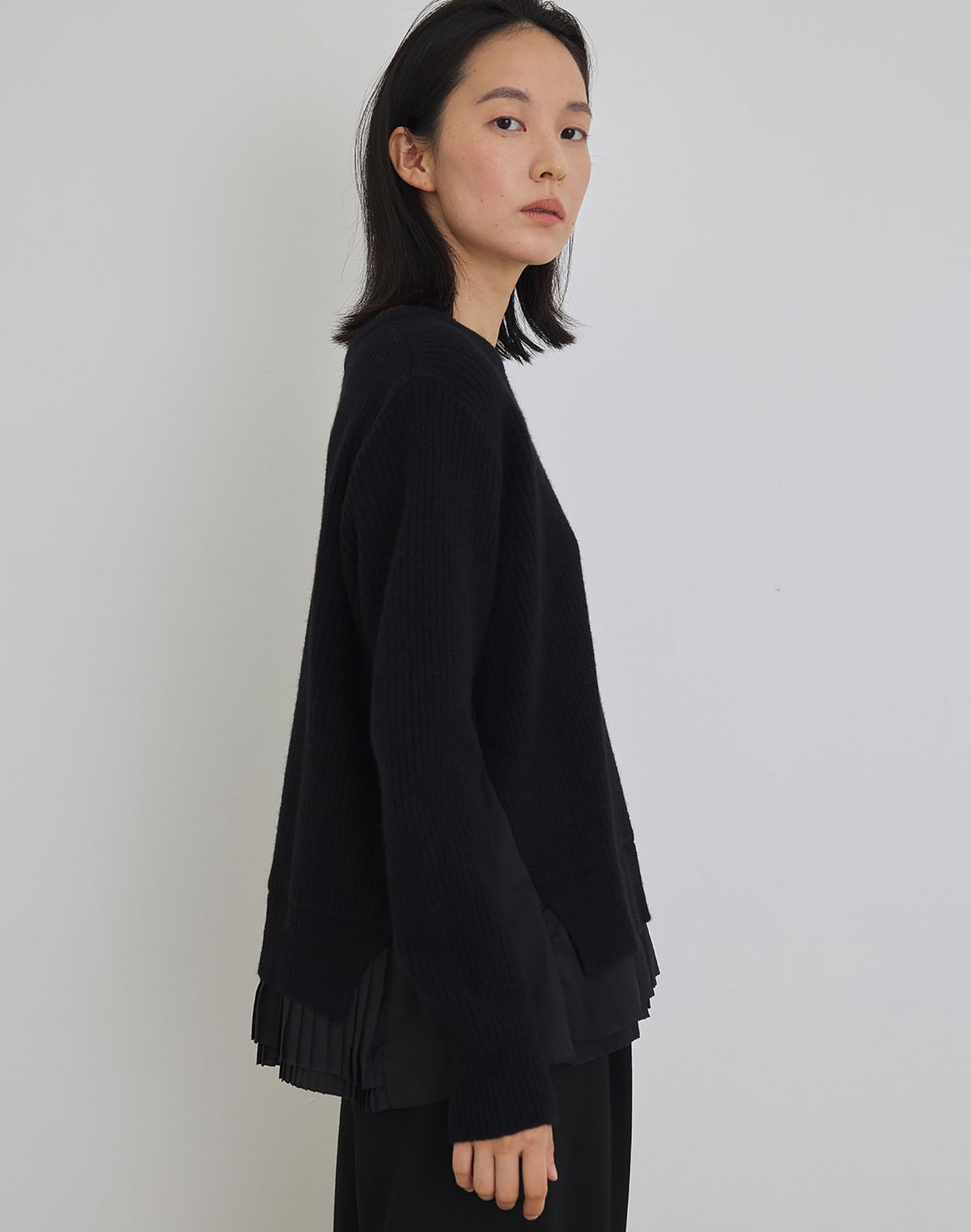 마누엘 에 기욤(MANUELLE ET GUILLAUME) Alpaca pleats knit real black