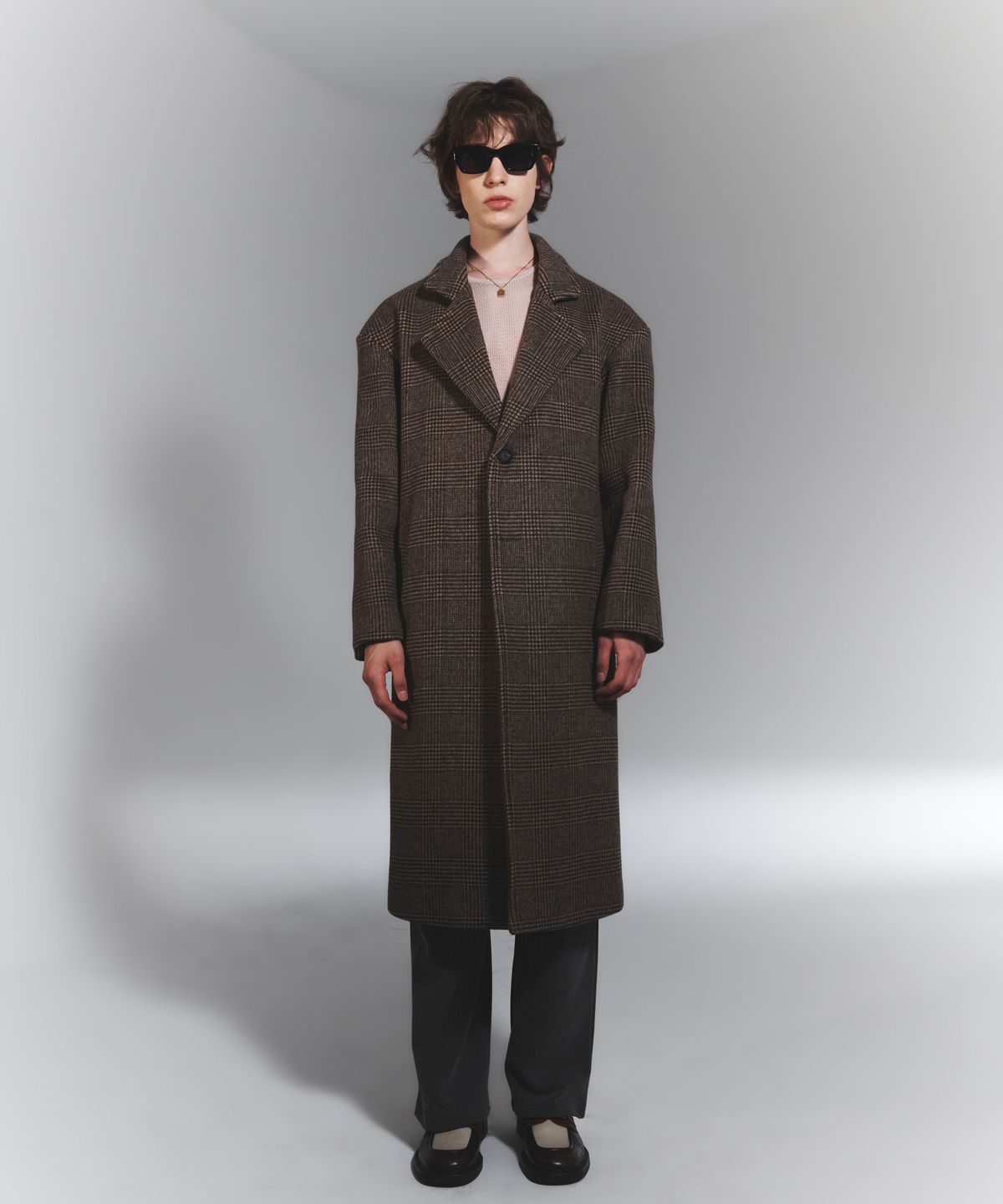 나이트플로우(NIGHT FLOW) Wool Blended Checked Single Coat