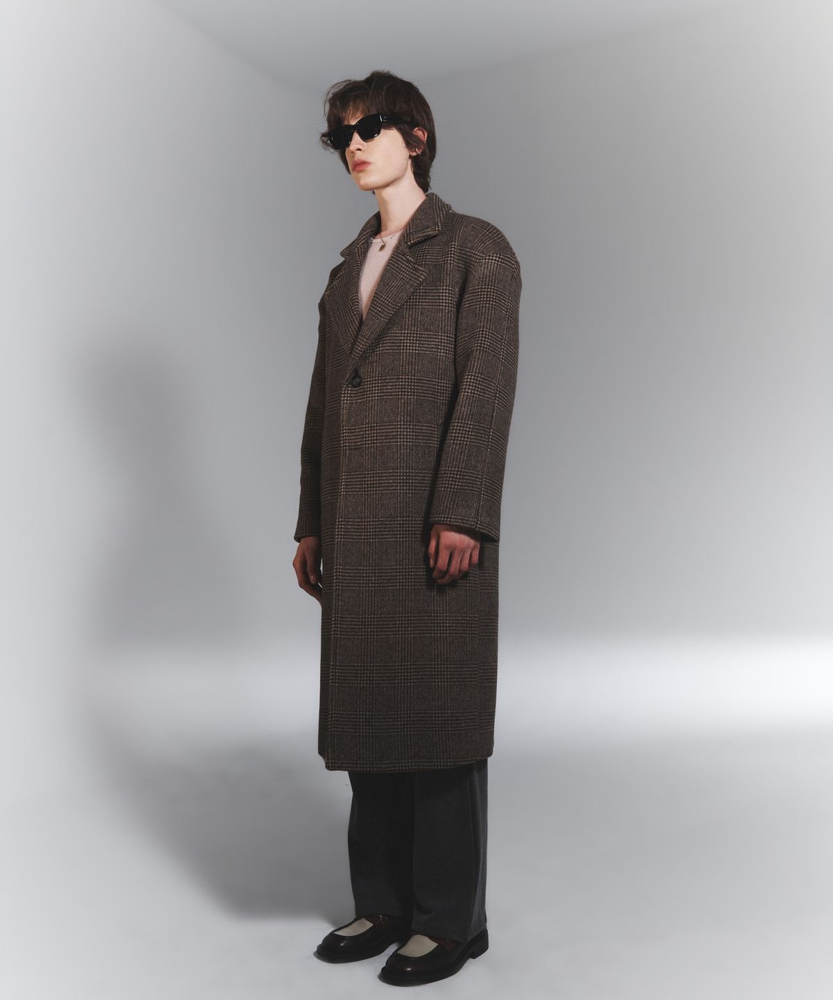 나이트플로우(NIGHT FLOW) Wool Blended Checked Single Coat