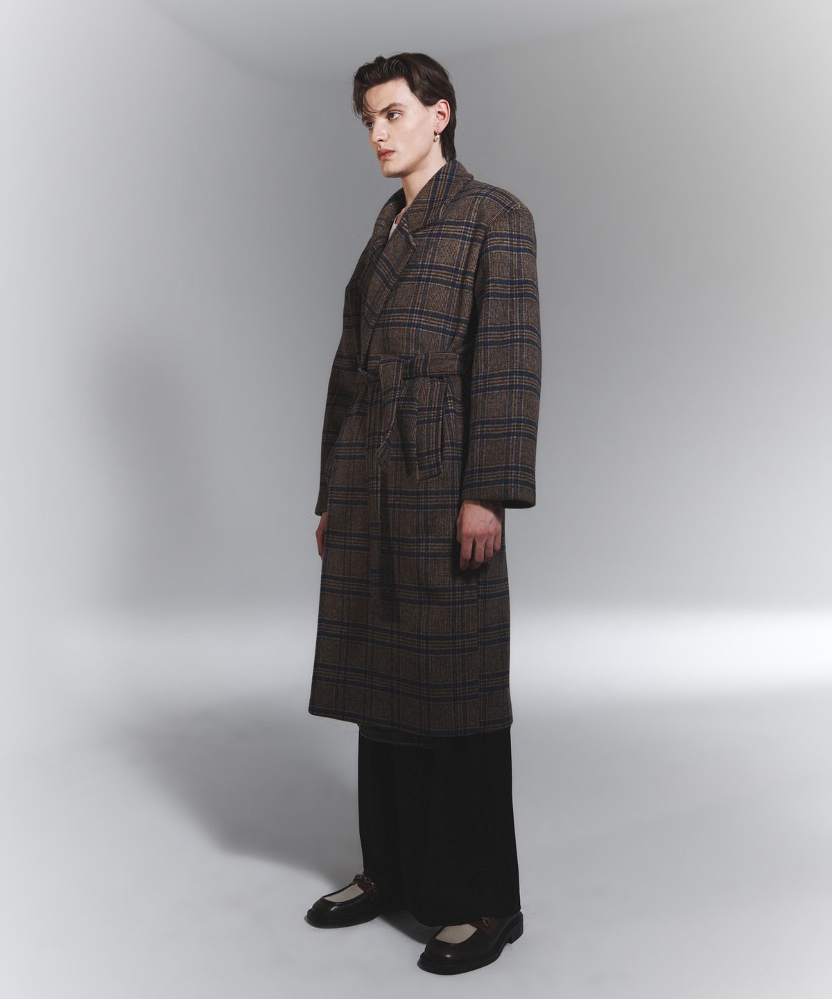 나이트플로우(NIGHT FLOW) Wool Blended Check Double Robe Coat