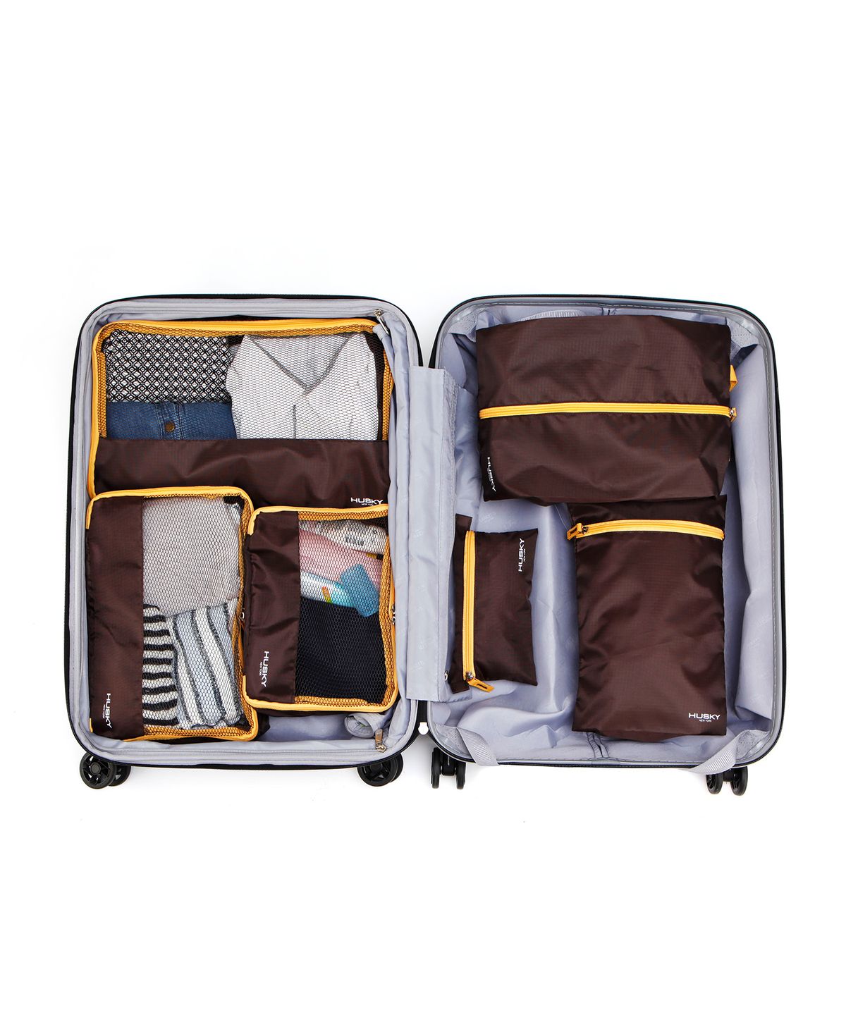 허스키(HUSKY) 여행용 파우치 6종 세트 HE-5500106 BROWN