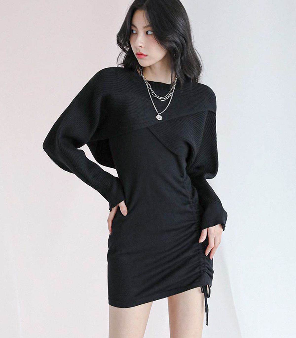 어반드레스(AVANDRESS) CROSS BOLERO KNIT ONEPIECE SET BLACK