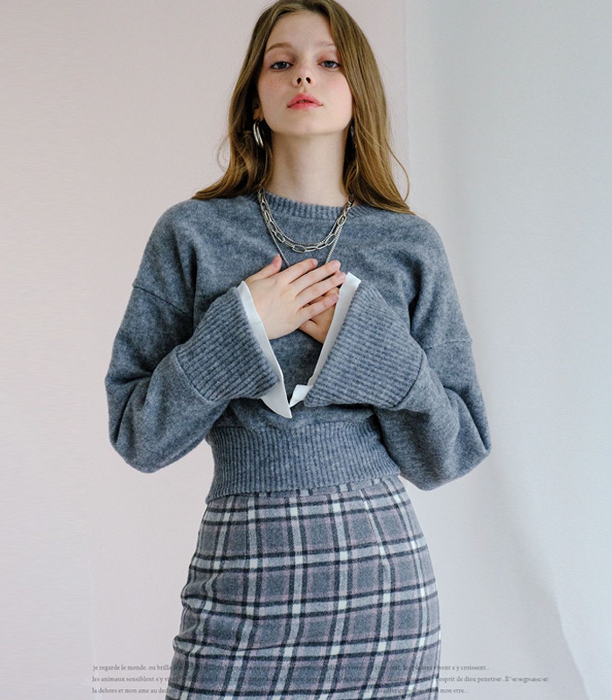 어반드레스(AVANDRESS) SHIRT LAYERD CROPPED KNIT - 6COL