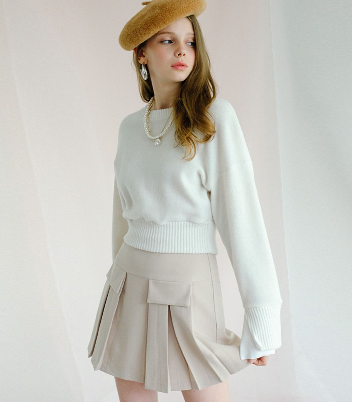 어반드레스(AVANDRESS) SHIRT LAYERD CROPPED KNIT - 6COL