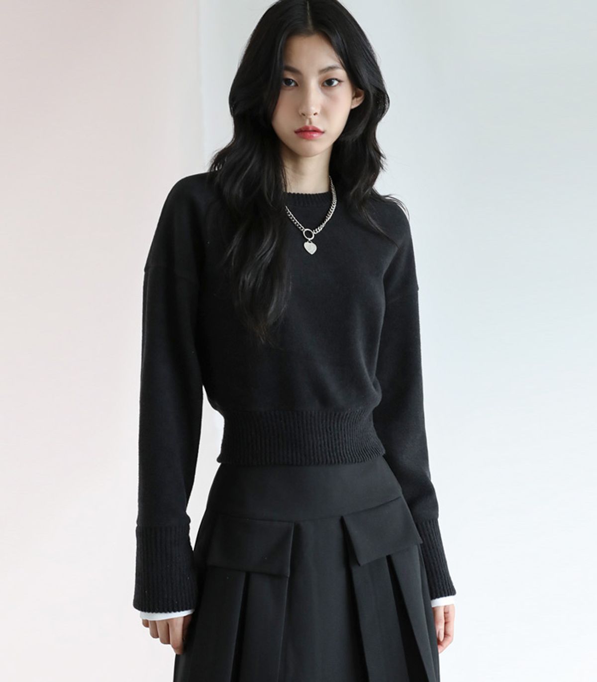 어반드레스(AVANDRESS) SHIRT LAYERD CROPPED KNIT - 6COL