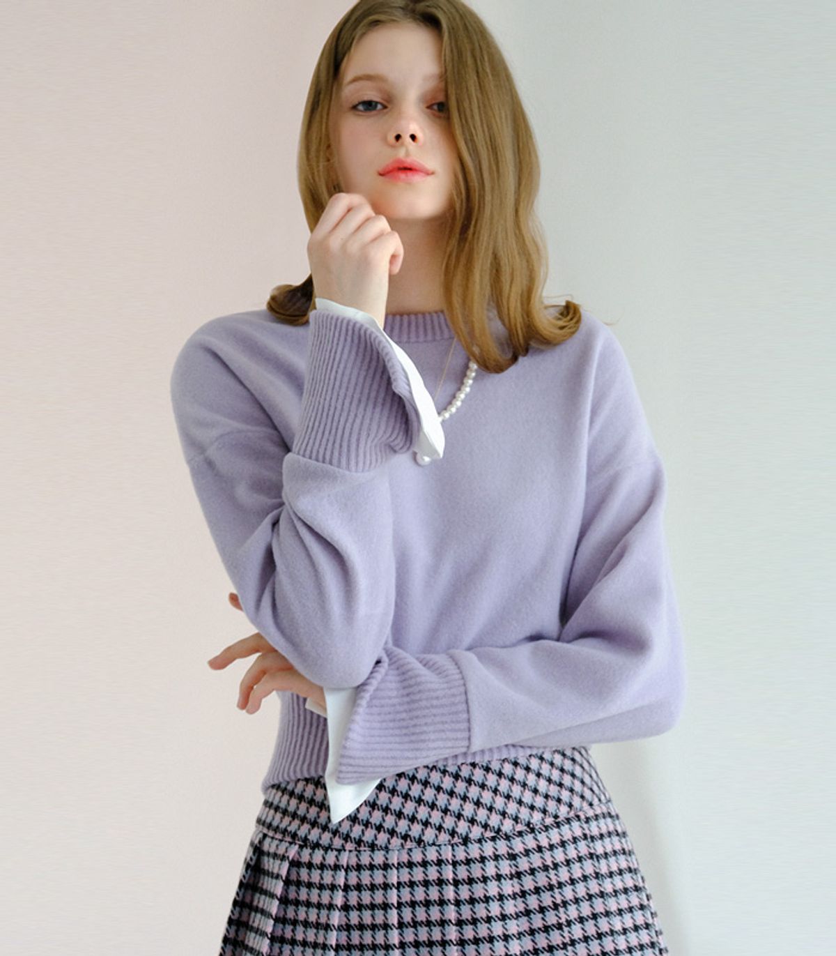 어반드레스(AVANDRESS) SHIRT LAYERD CROPPED KNIT - 6COL