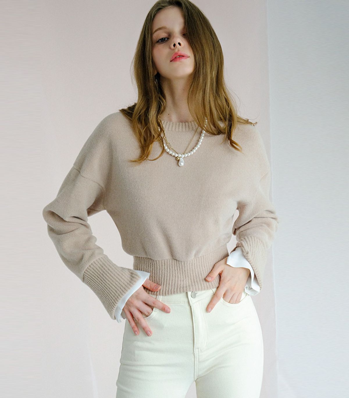 어반드레스(AVANDRESS) SHIRT LAYERD CROPPED KNIT - 6COL
