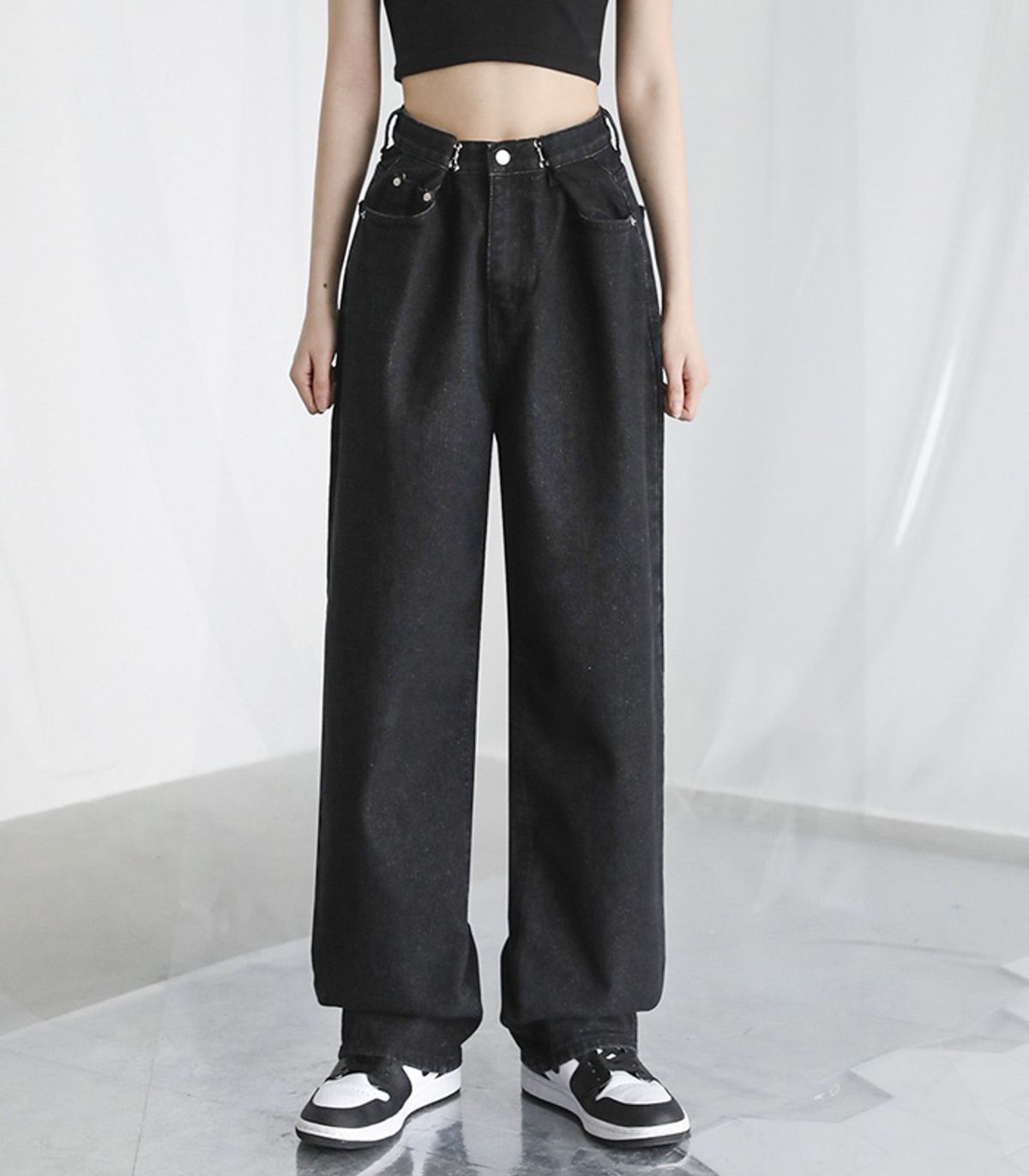 어반드레스(AVANDRESS) BUCKLE WIDE DENIM PANTS SELVAGEBLACK