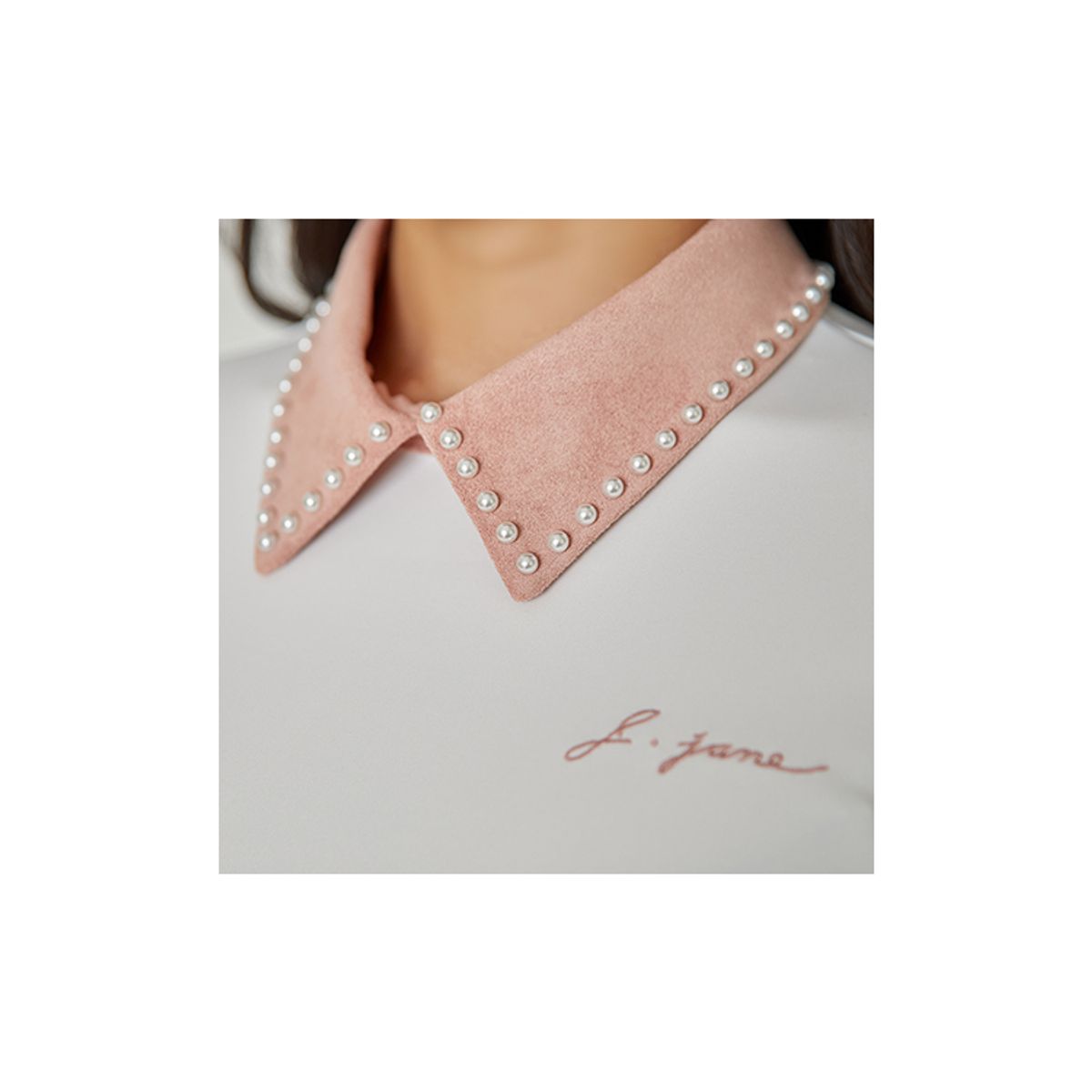 제이제인(J.JANE) 스웨이드 펄 카라 티셔츠 (Pink)