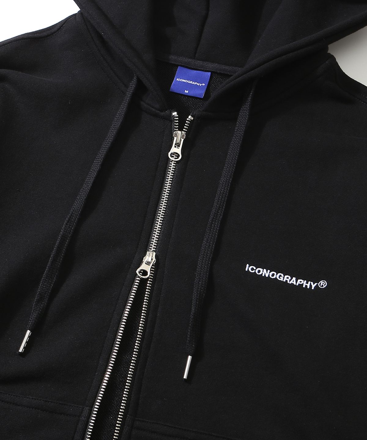 아이코노그라피(ICONOGRAPHY) HOODIE 2WAY ZIP_UP BK