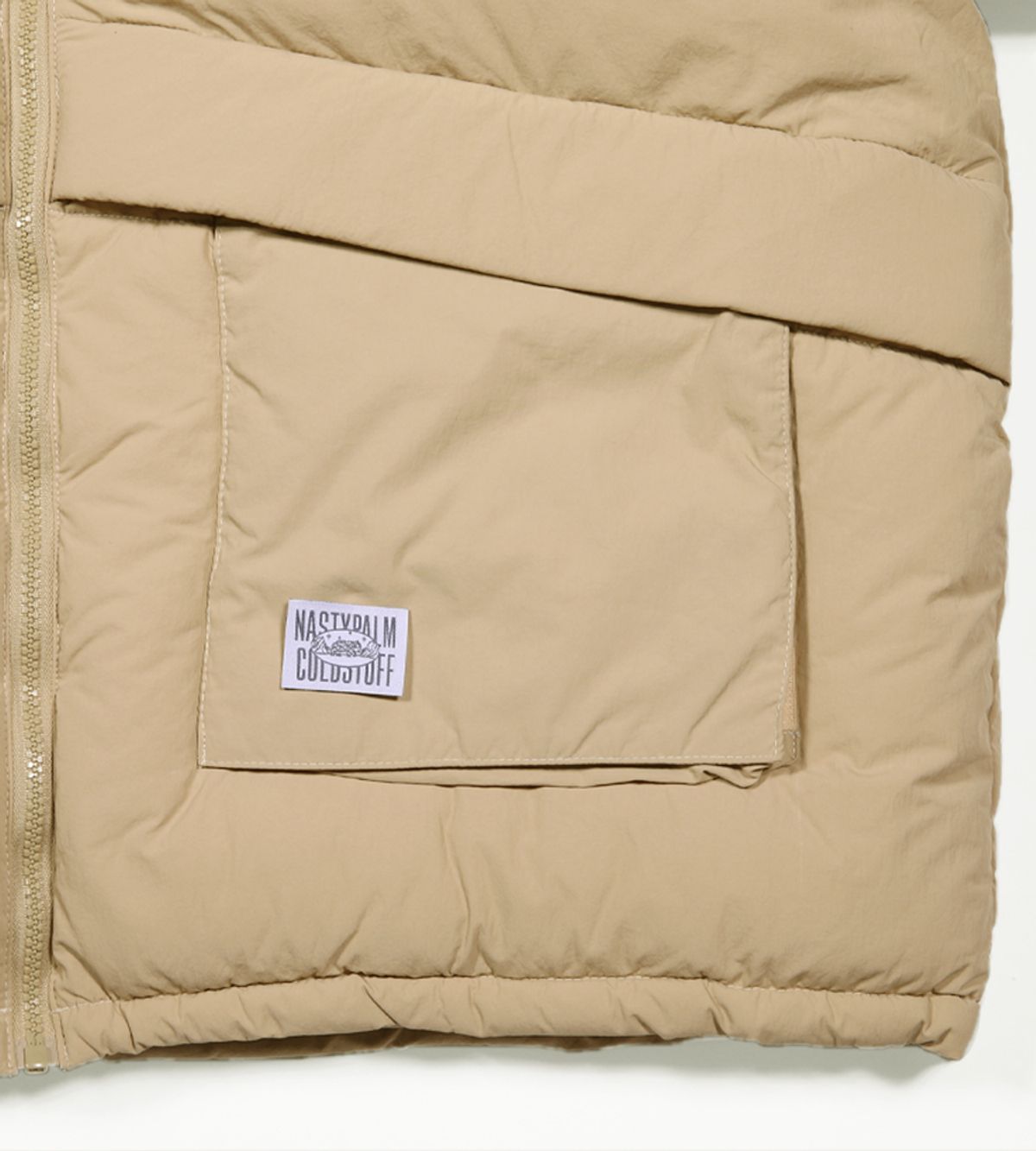 엔피스튜디오(NP STUDIO) 유니버셜 퍼 카라 푸퍼 숏패딩 자켓 베이지