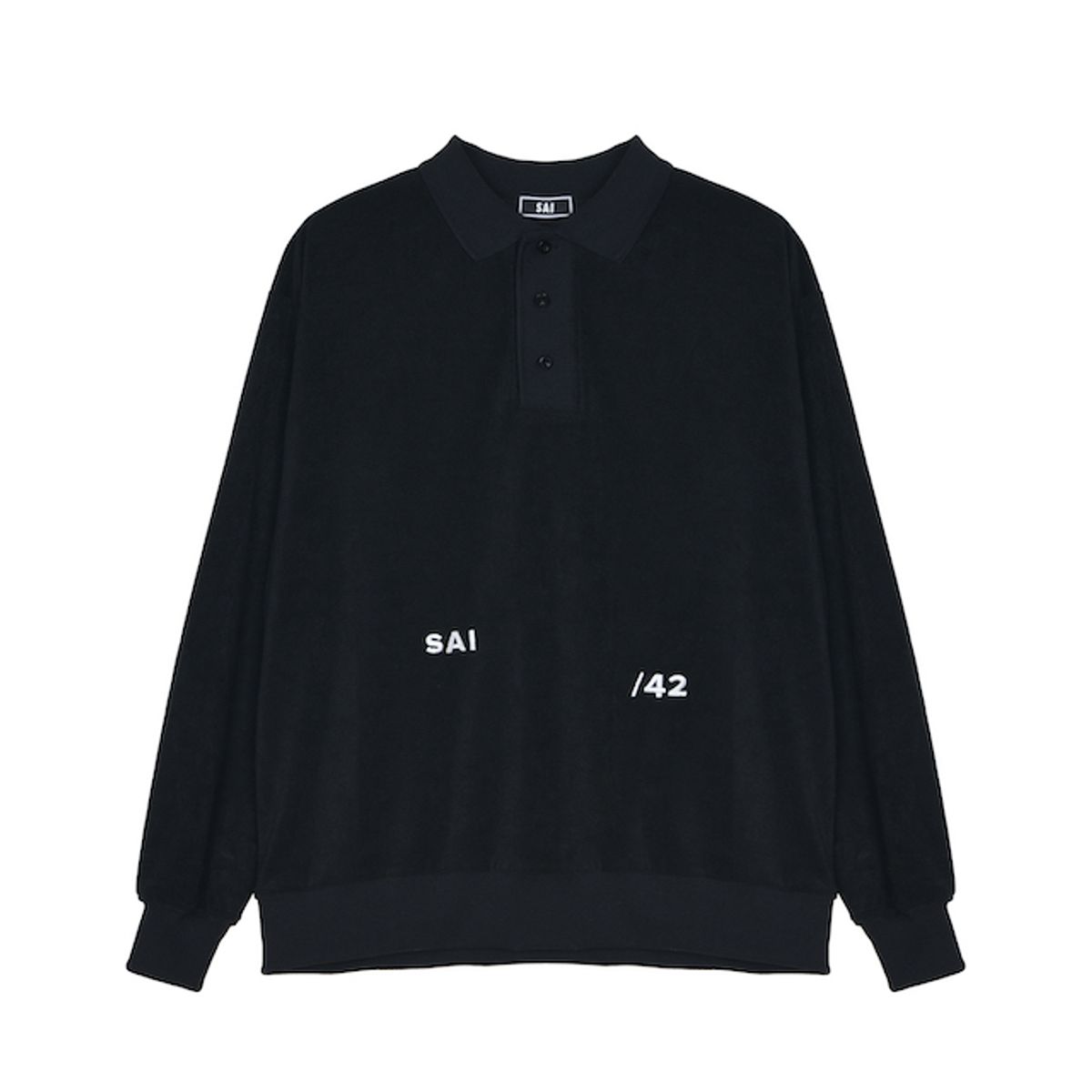 사이(SAI) 002 롱슬리브 로고 폴로티  블랙