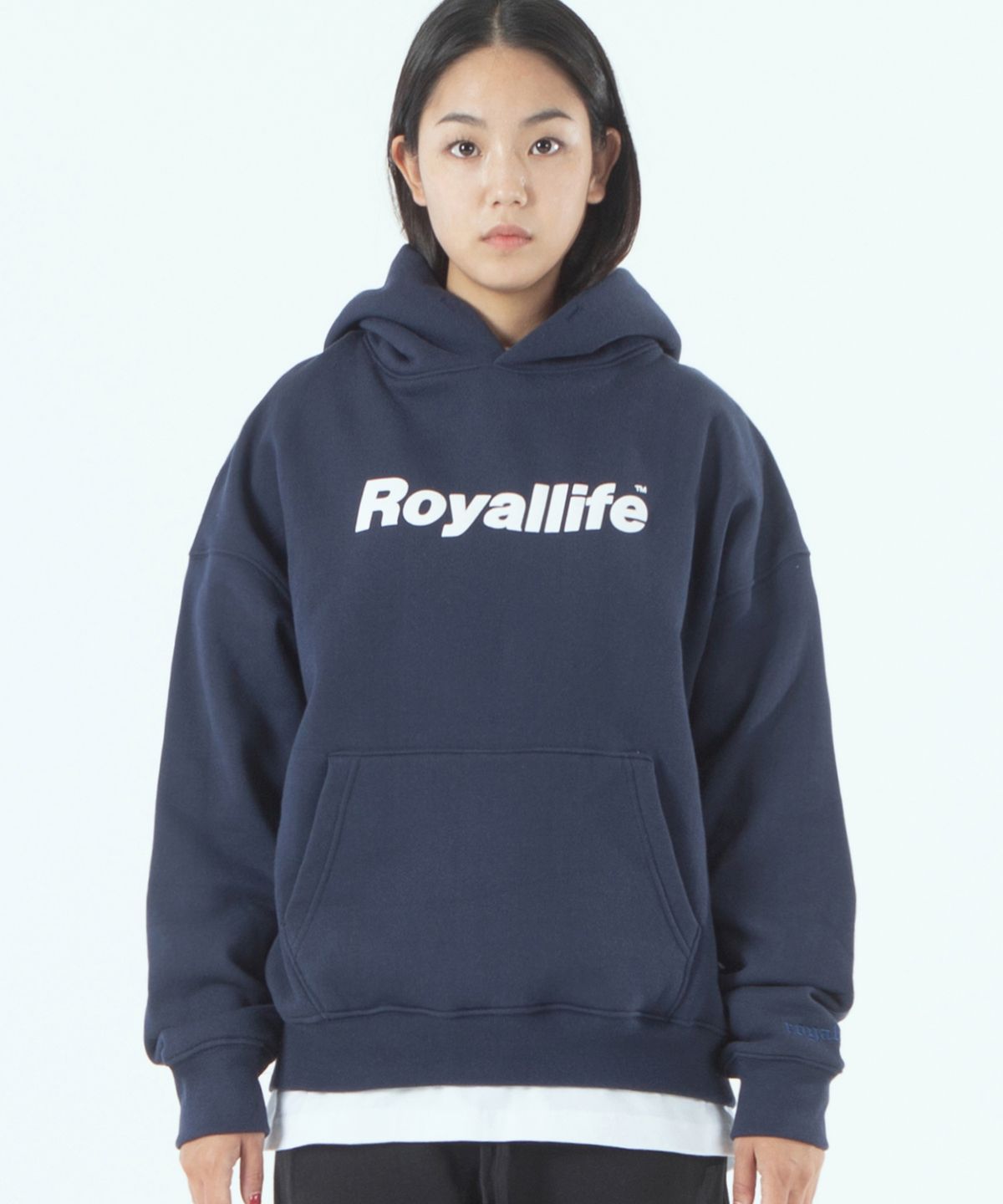 로얄라이프(ROYALLIFE) RLPH900 오리지널 쉐이디 로고 후드티 - 네이비