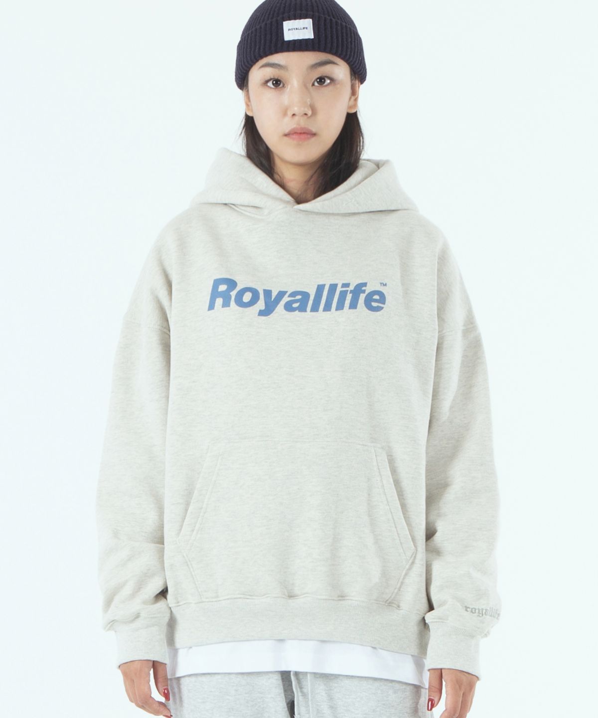 로얄라이프(ROYALLIFE) RLPH900 오리지널 쉐이디 로고 후드티 - 오트밀