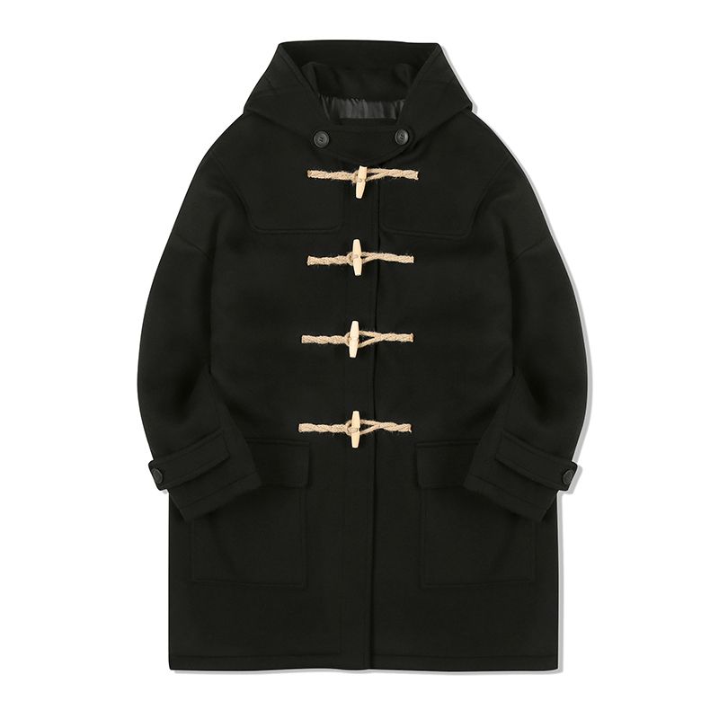 MUSINSA | MAINBOOTH [100% wool] Oversized Duffle Coat (BLACK)