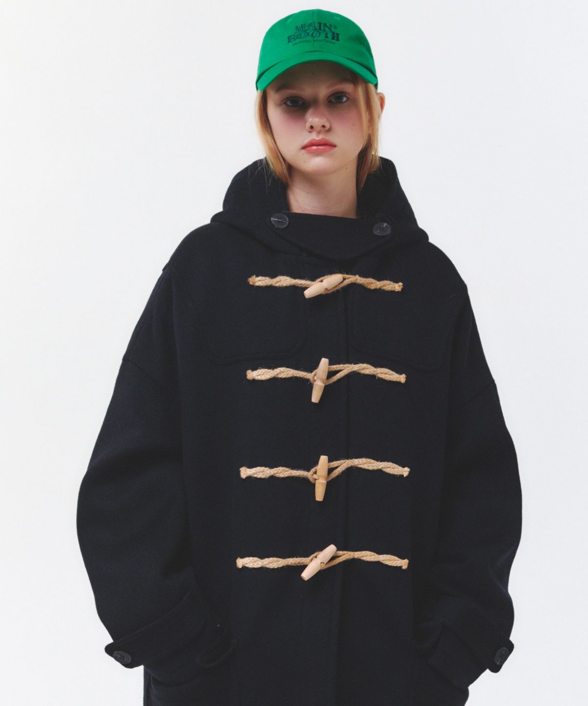 메인부스(MAINBOOTH) [울90%]Oversized Duffle Coat(BLACK)