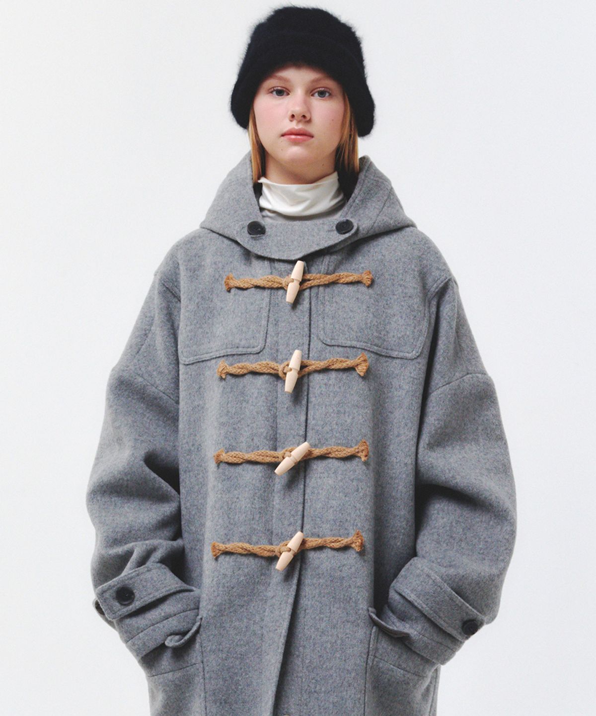 메인부스(MAINBOOTH) [울90%]Oversized Duffle Coat(GRAY)