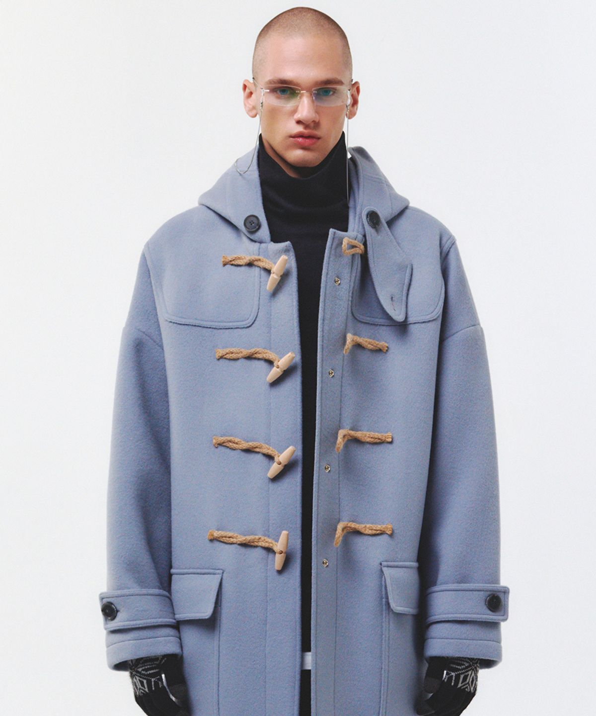 메인부스(MAINBOOTH) [울90%]Oversized Duffle Coat(ASH BLUE)