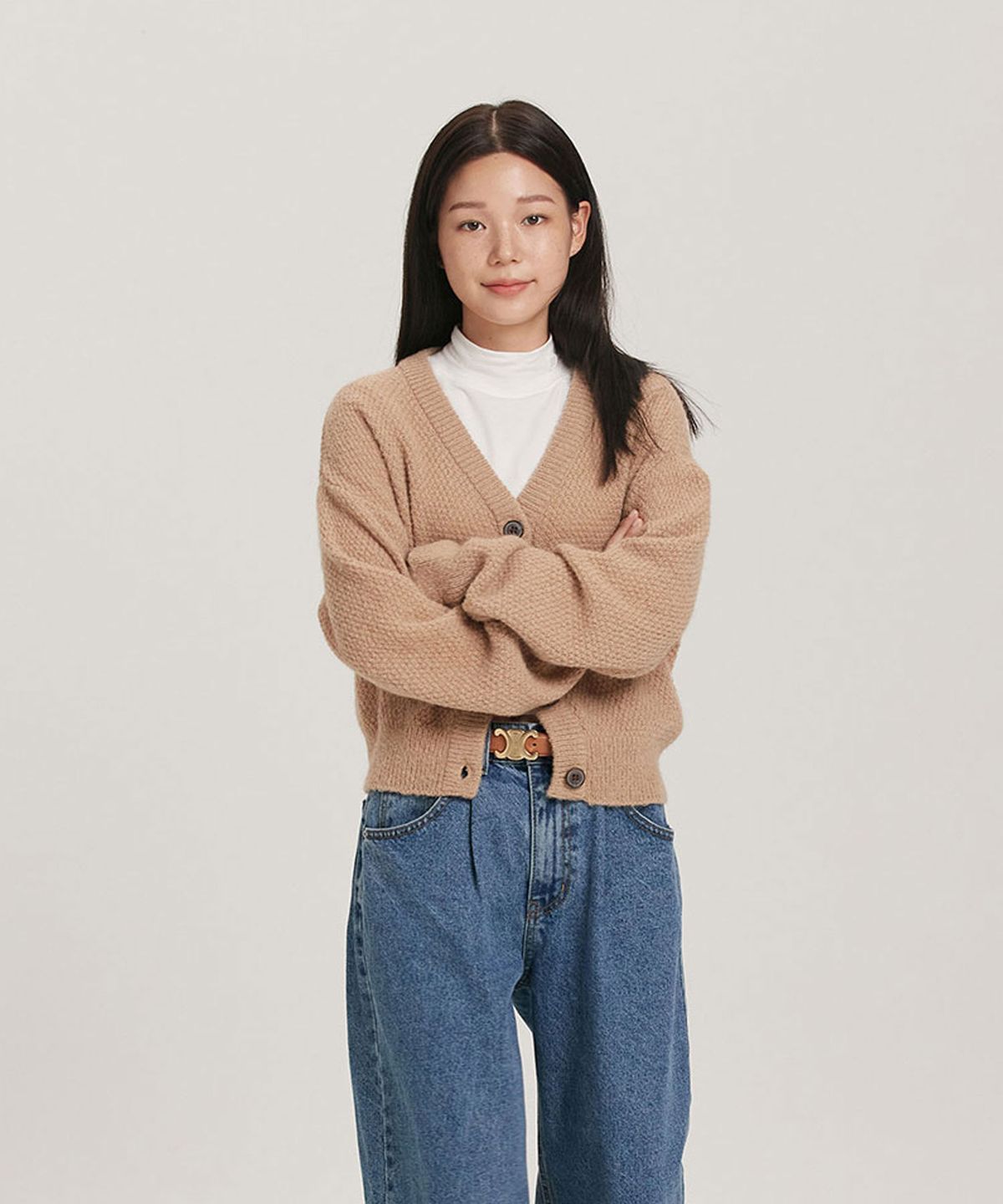 플로피엔디스크(FLOPPY&DISK) 크롭 가디건_베이지