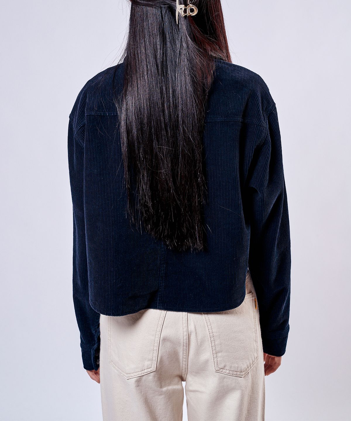 필로그램(PHILOGRAM) 코듀로이 크롭 셔츠(Navy)