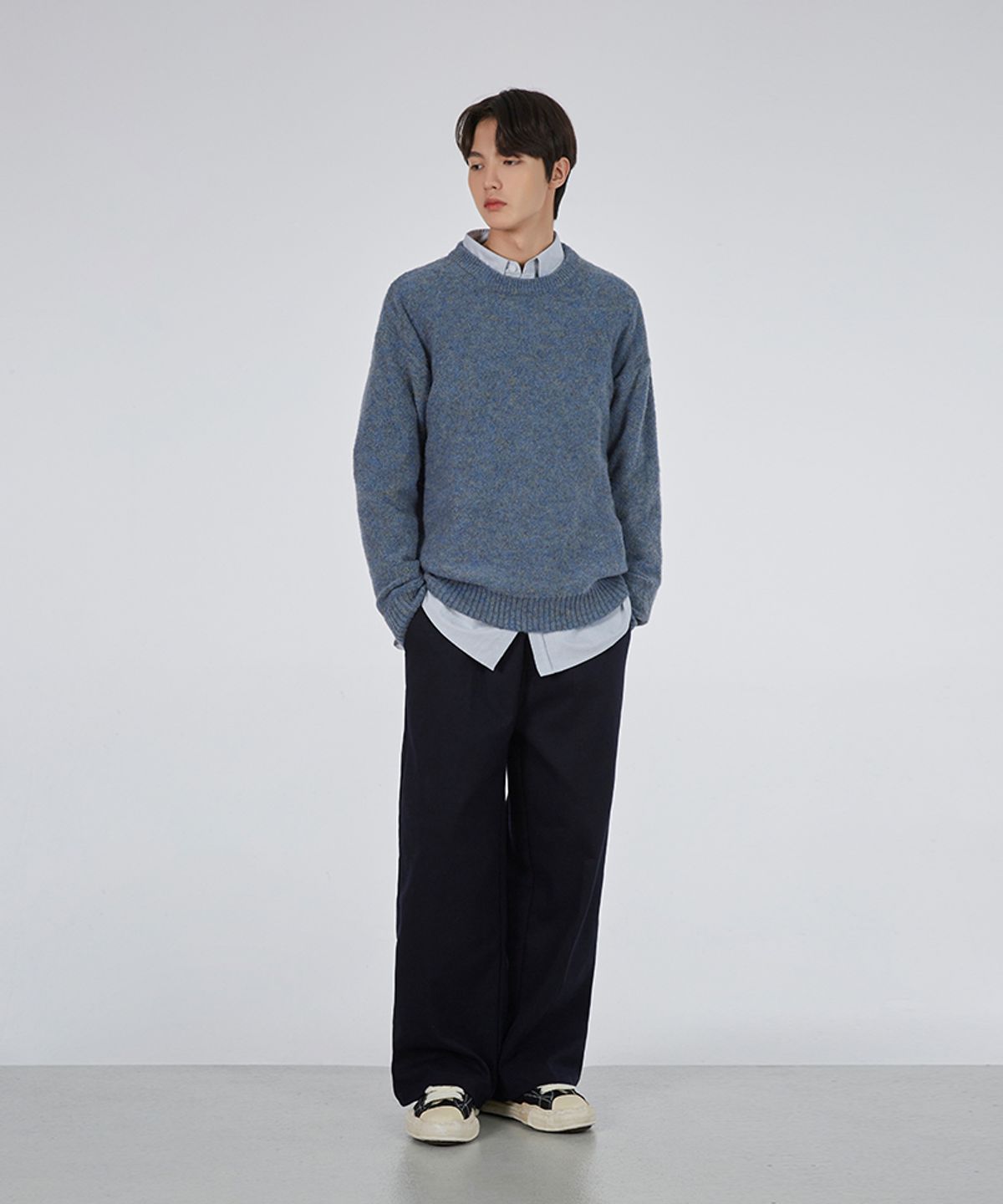 굿라이프웍스(GLW) 마일드 보카시 크루넥 스웨터 오버핏 니트 블루