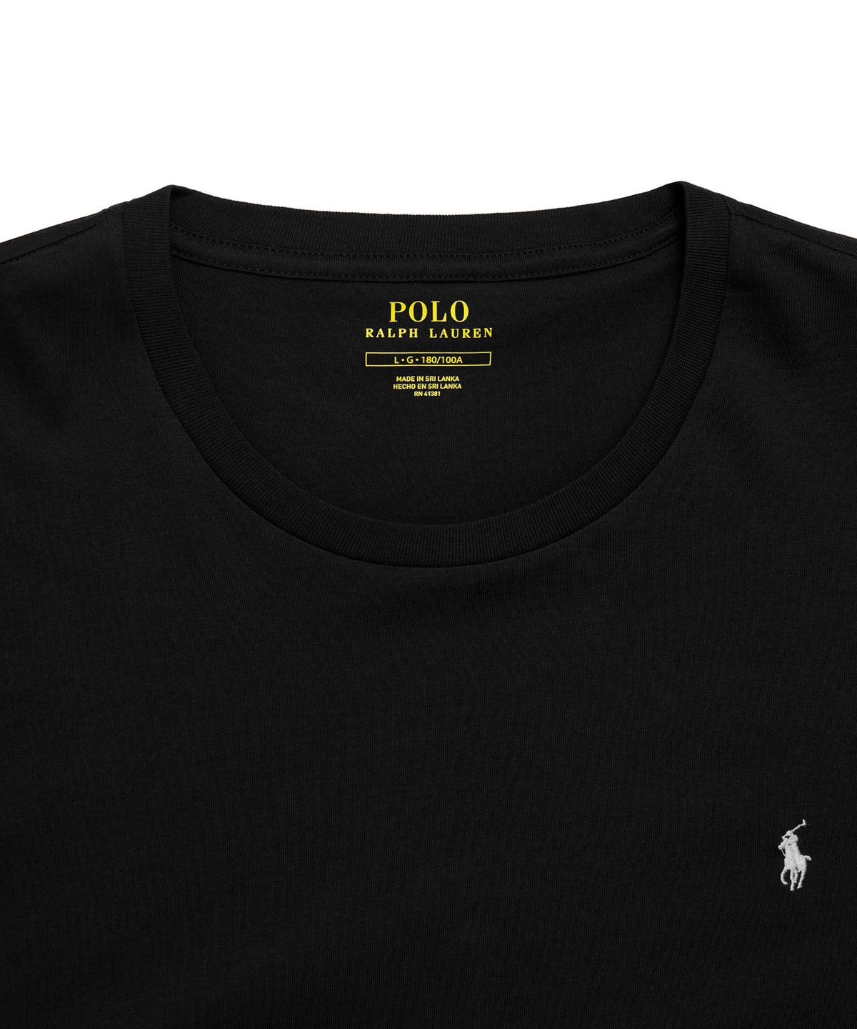 폴로 랄프 로렌(POLO RALPH LAUREN) 리퀴드 코튼 롱슬리브 크루넥 슬립 티셔츠 - 블랙
