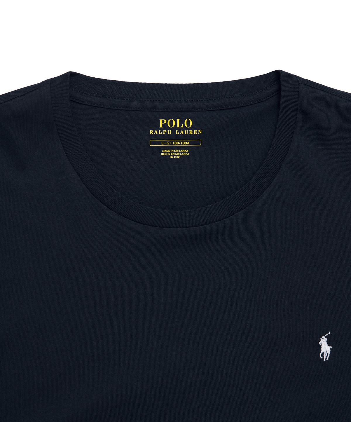 폴로 랄프 로렌(POLO RALPH LAUREN) 리퀴드 코튼 롱슬리브 크루넥 슬립 티셔츠 - 네이비
