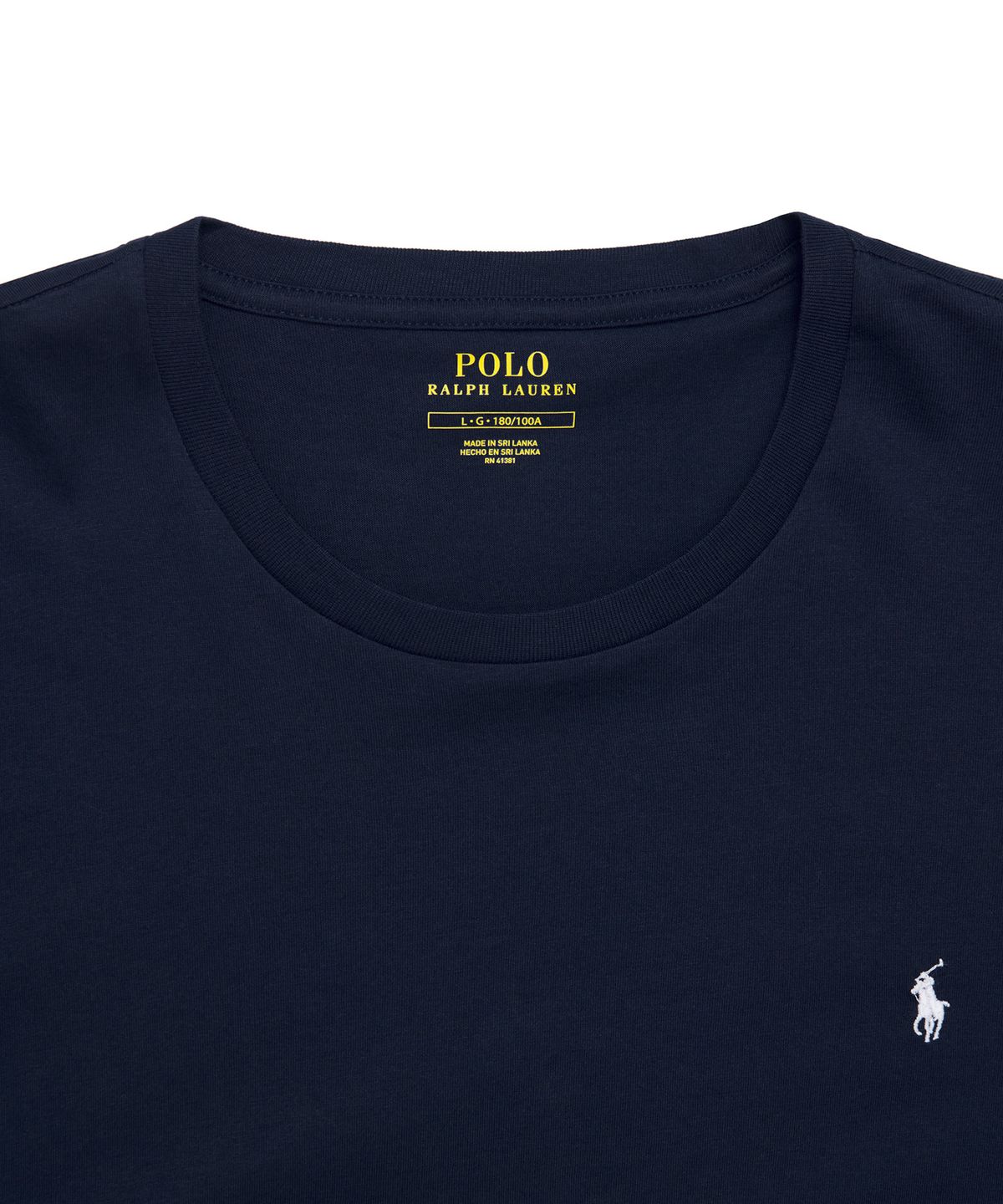 폴로 랄프 로렌(POLO RALPH LAUREN) 리퀴드 코튼 크루넥 슬립 티셔츠 - 네이비