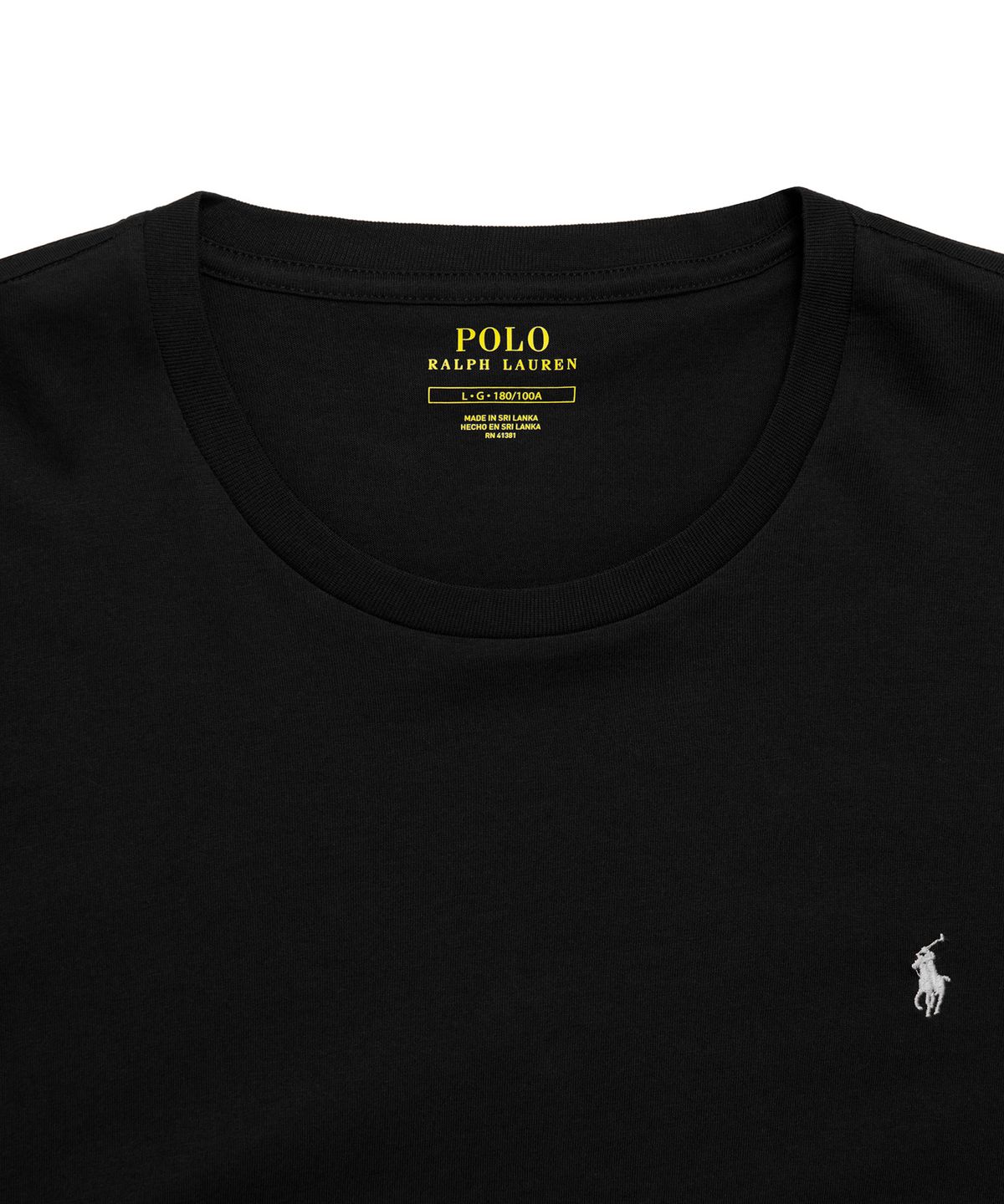 폴로 랄프 로렌(POLO RALPH LAUREN) 리퀴드 코튼 크루넥 슬립 티셔츠 - 블랙