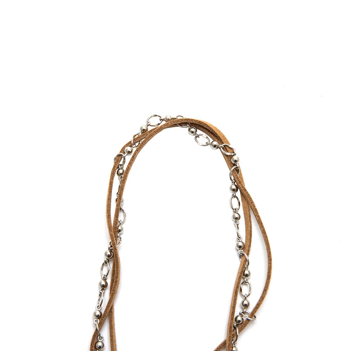 로울(LOWOOL) Suede pearl mix belt necklace