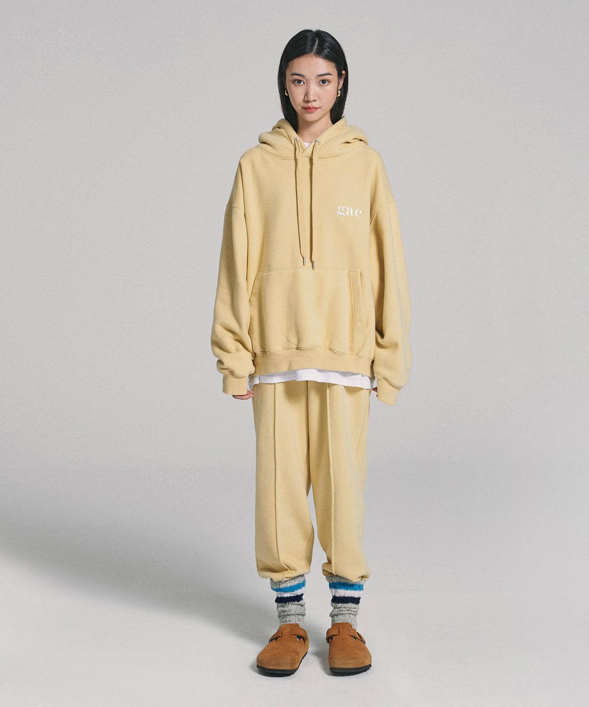 객(GAC) [SET UP] GAC LOGO JOGGER SET  yellow (기모)