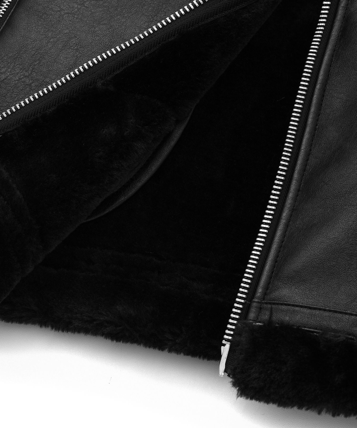 MUSINSA | SAINTPAIN SP VEGAN LEATHER SHEARLING JACKET- BLACK