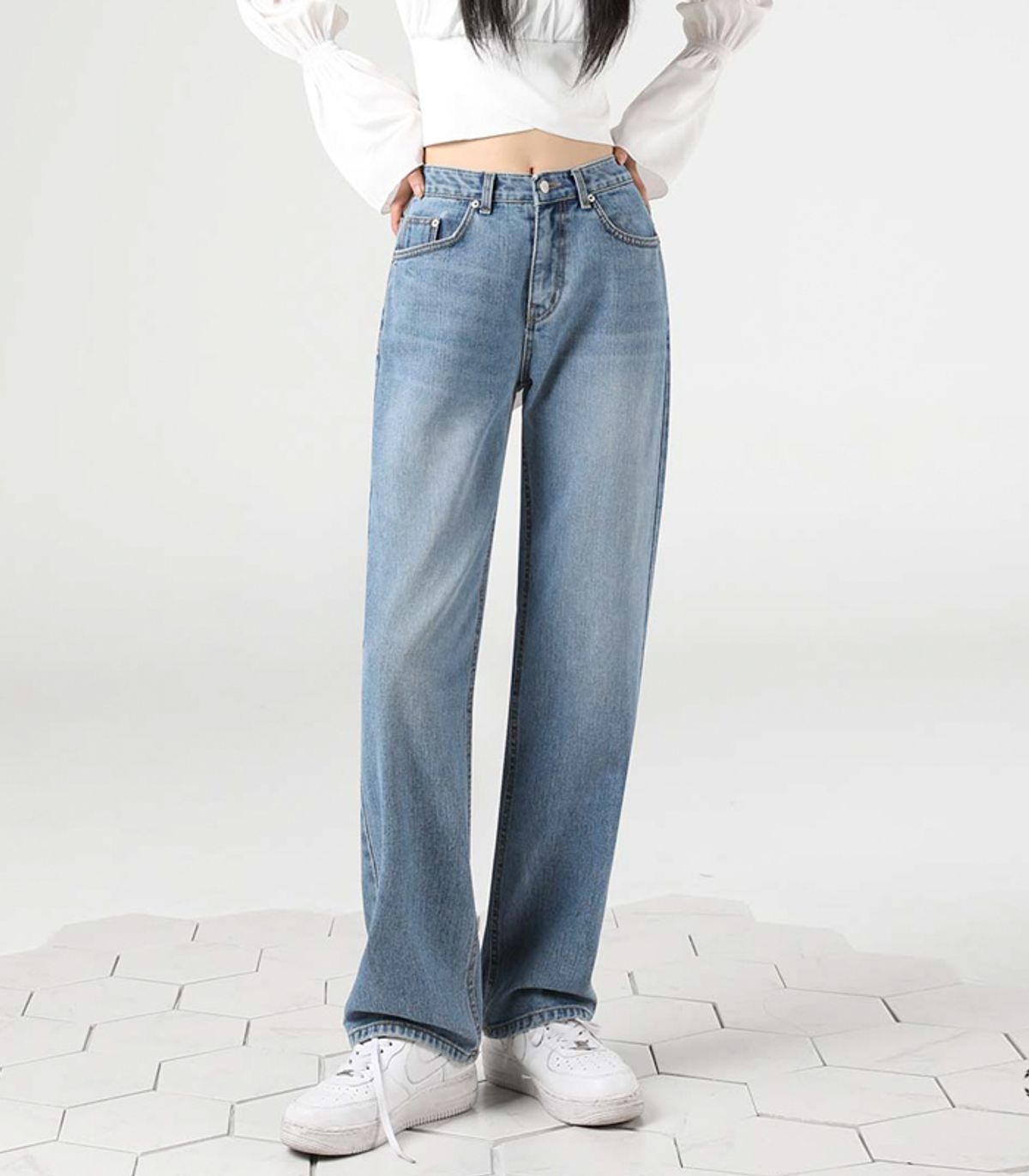 어반드레스(AVANDRESS) STRAIGHT WIDE DENIM PANTS BLUE