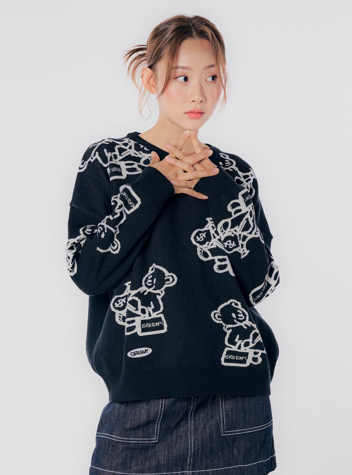 그리미(GREEMY) BEAR KNIT (BLACK)