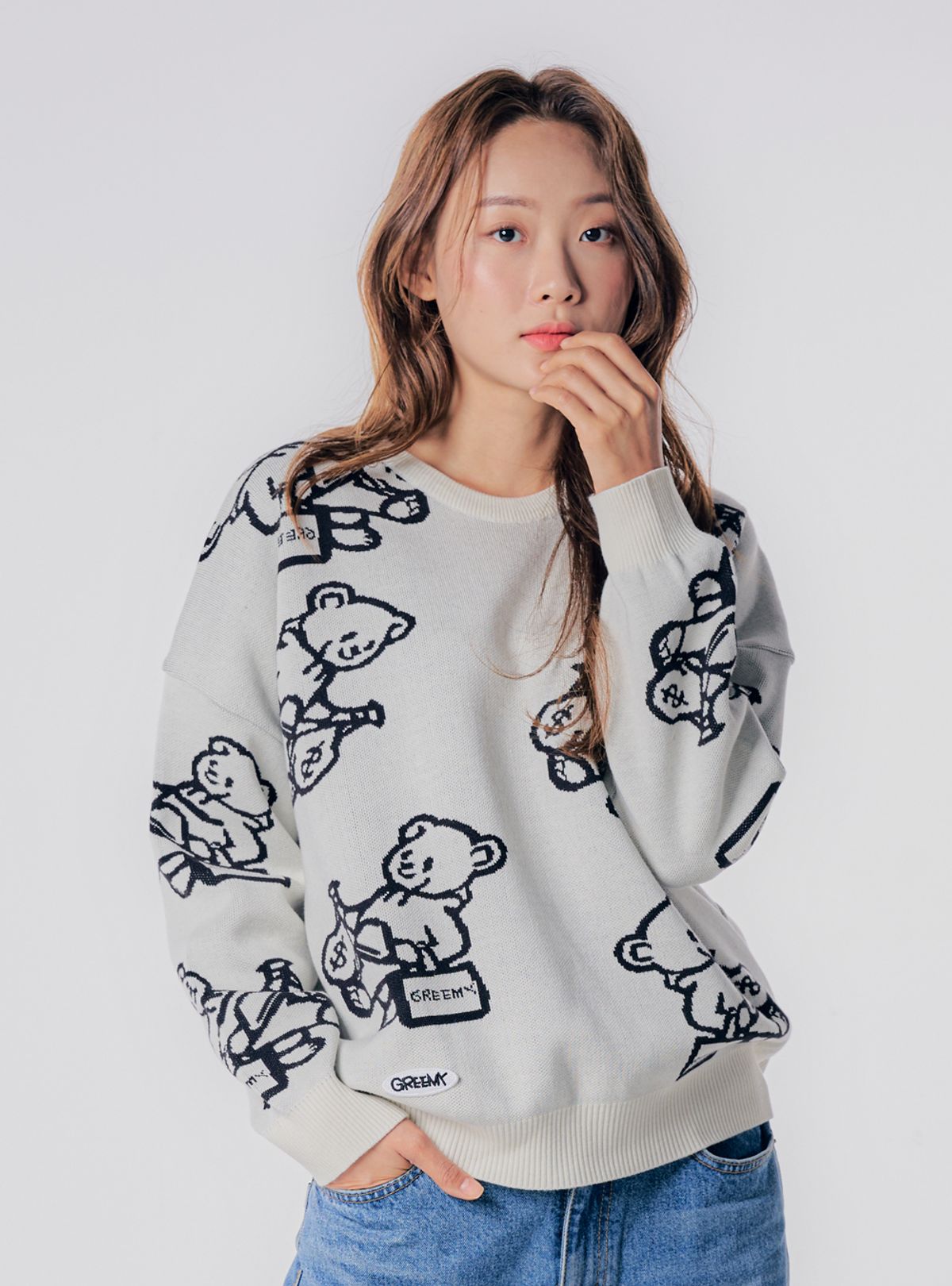 그리미(GREEMY) BEAR KNIT (WHITE)